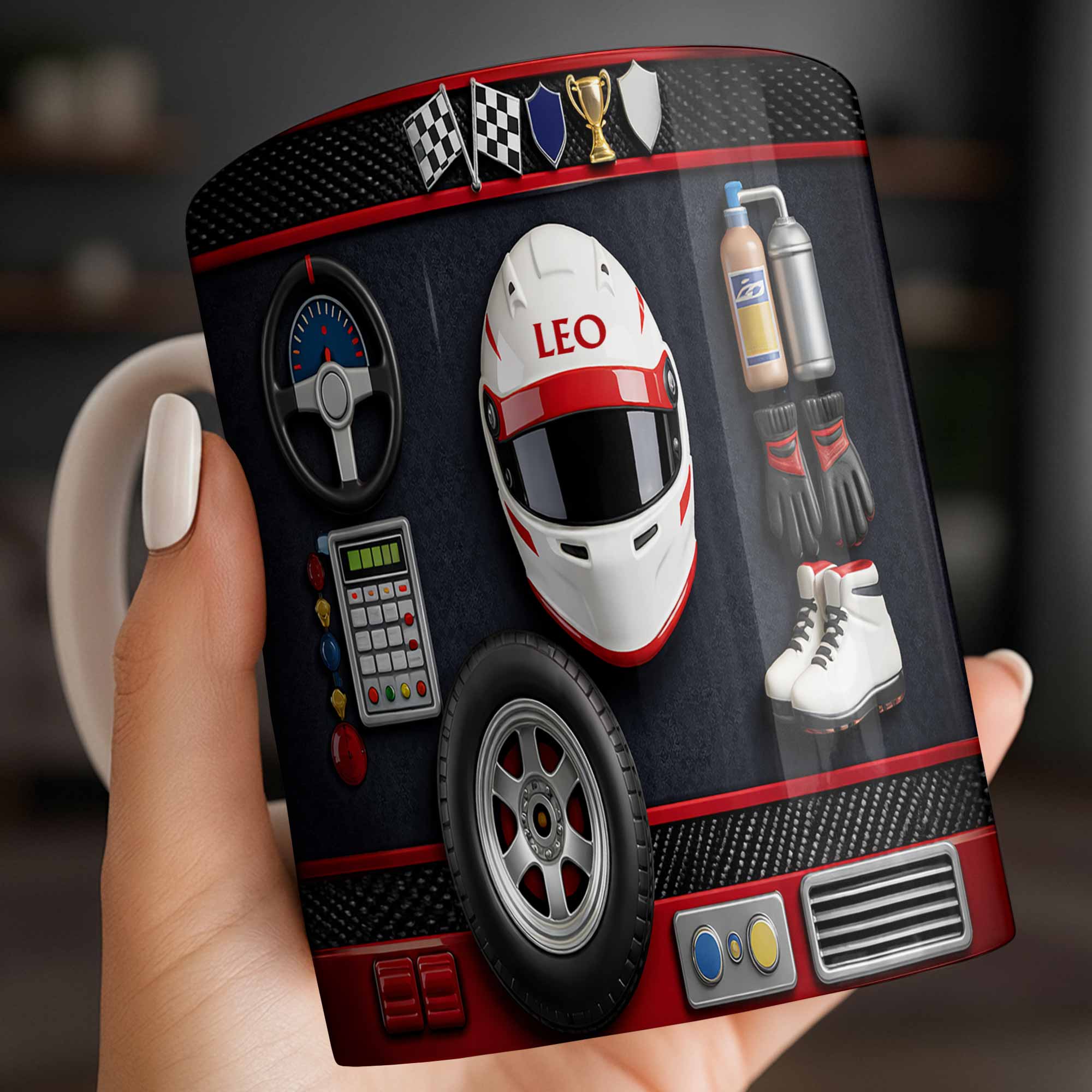Born To Race Fuel For A Champion Helmet And Racing Gear - Personalized Custom Coffee Mug - HOB123_MG - Image 5