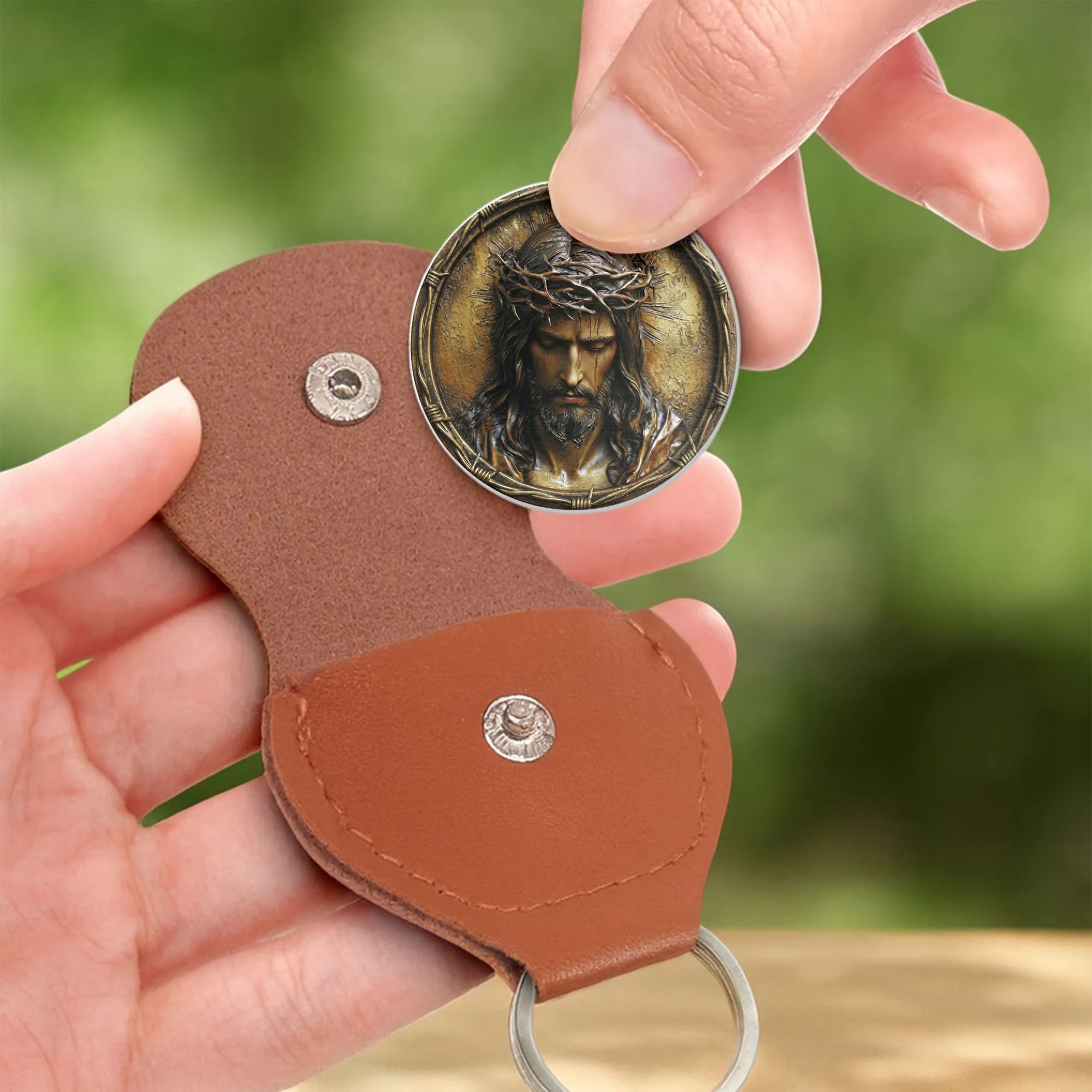 By His Wounds We Are Healed Religious Jesus Christ Cross Token - Personalized Custom Pocket Hug - FTH127_HTOK - Image 4