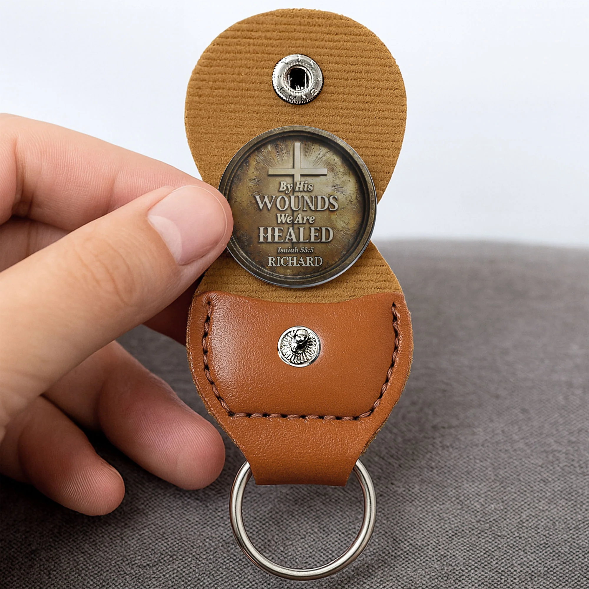 By His Wounds We Are Healed Religious Jesus Christ Cross Token - Personalized Custom Pocket Hug - FTH127_HTOK - Image 8