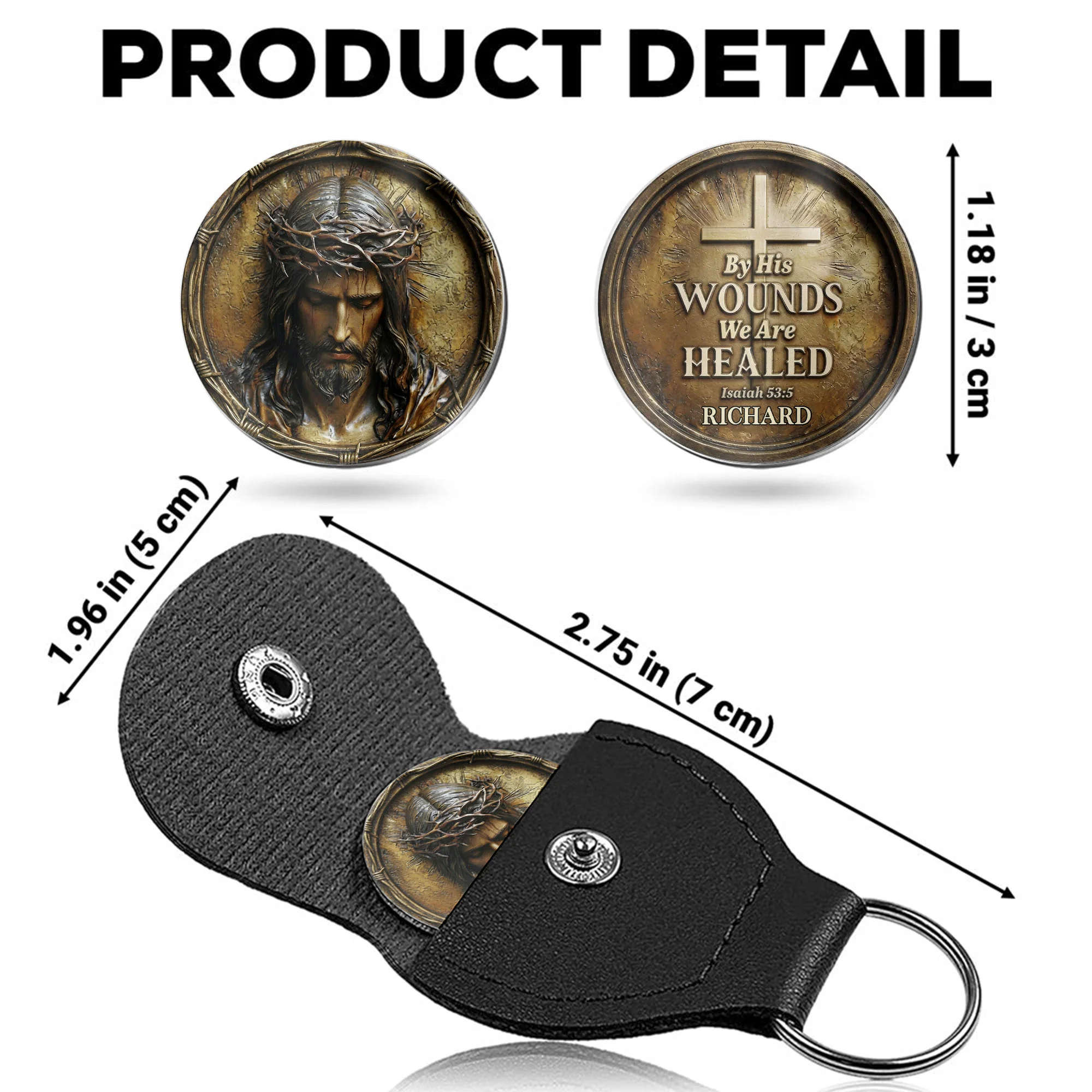 By His Wounds We Are Healed Religious Jesus Christ Cross Token - Personalized Custom Pocket Hug - FTH127_HTOK - Image 9