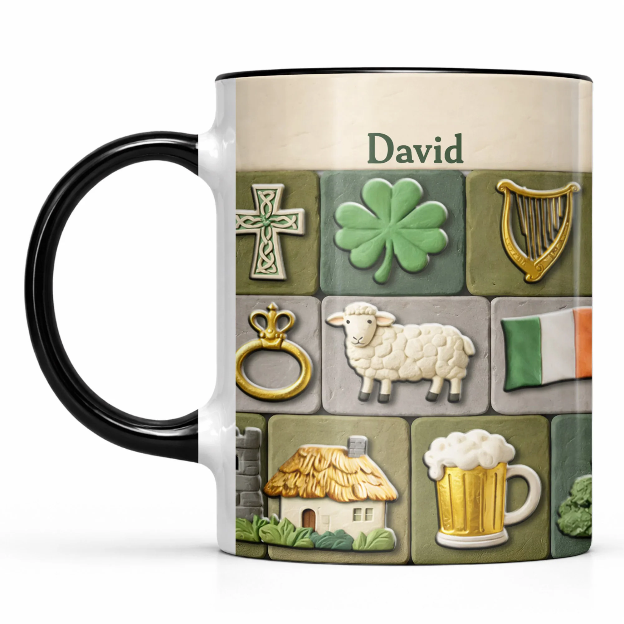 Celebrate Your Irish Roots With Shamrock Sheep And Harp Symbols - Personalized Custom Accent Mug - FAM786_AMUG - Image 13