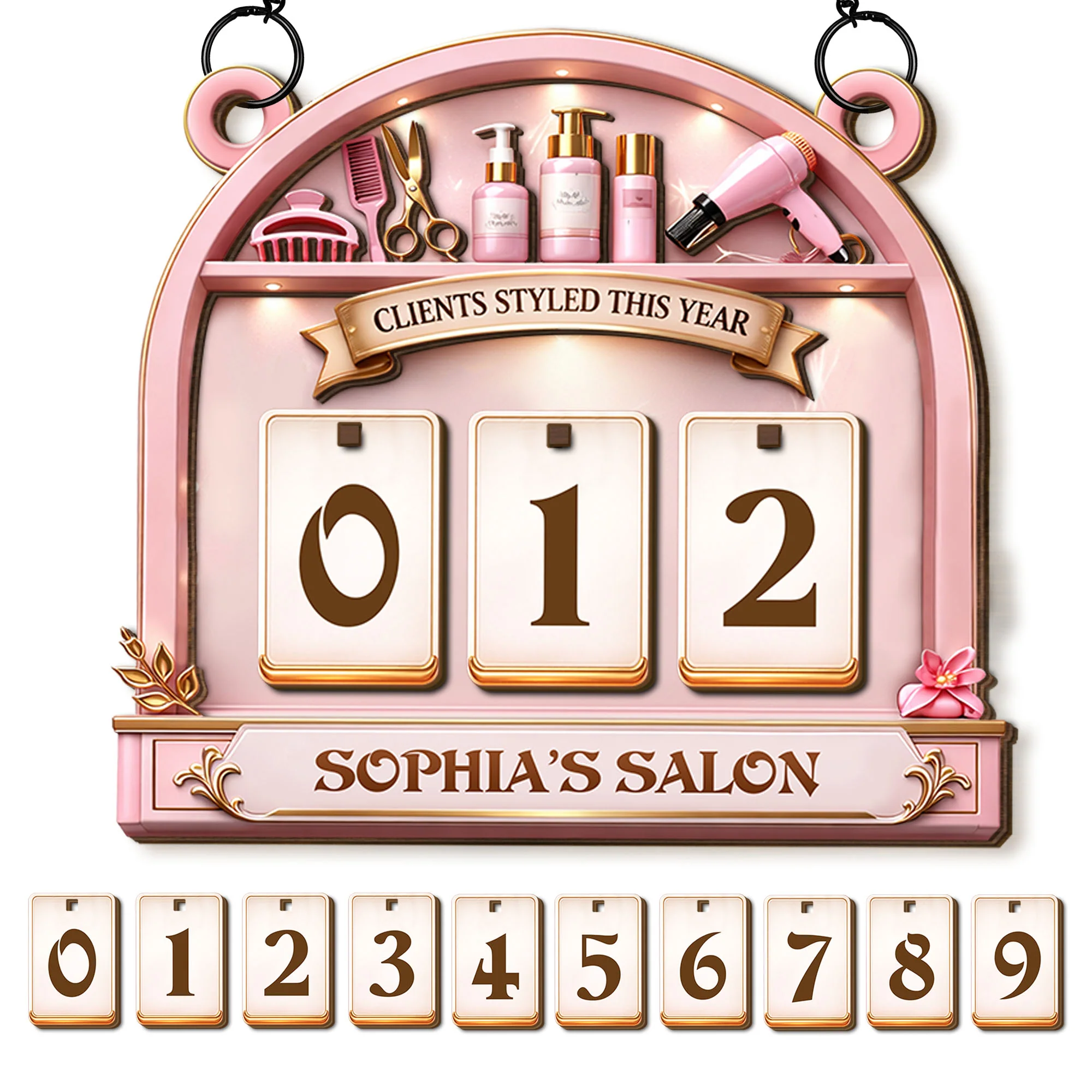 Clients Styled This Year Hair Salon Sign With Scissors And Hair Dryer - Personalized Custom Tracker Sign - JBS044_TRASIG - Image 7