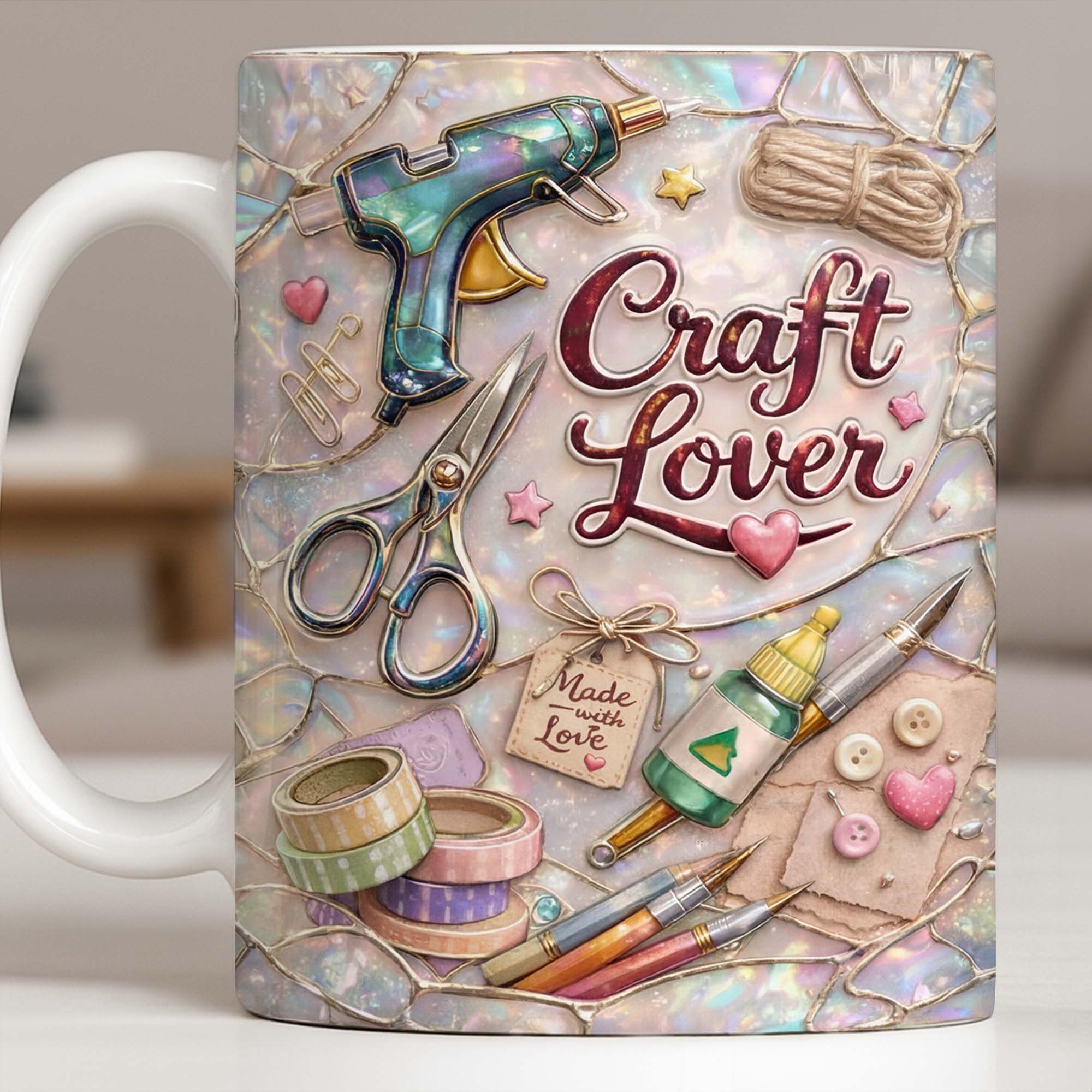 Craft Lover Made With Love Glue Gun And Scissors - Personalized Custom Coffee Mug - HAND033_MG - Image 10