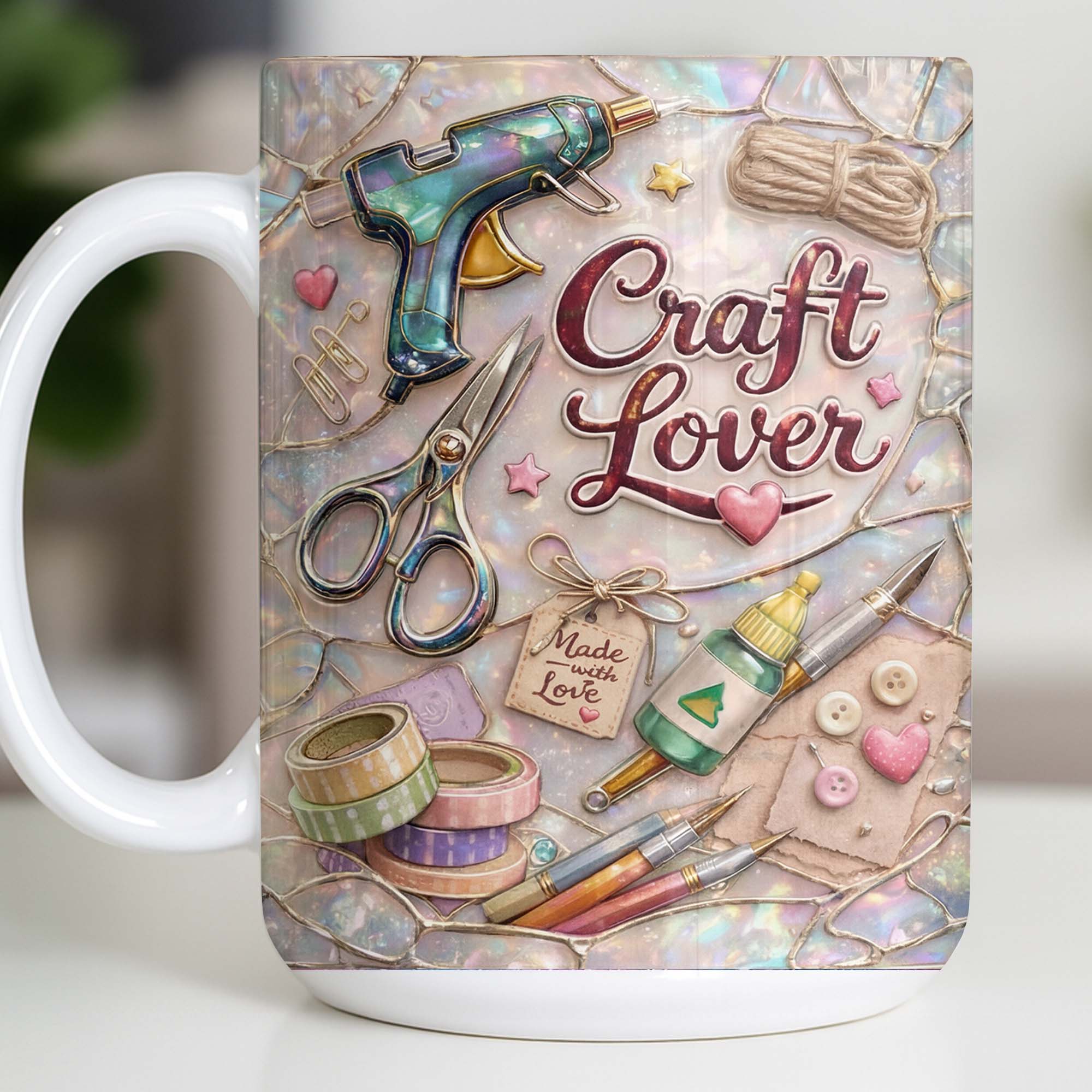 Craft Lover Made With Love Glue Gun And Scissors - Personalized Custom Coffee Mug - HAND033_MG - Image 11