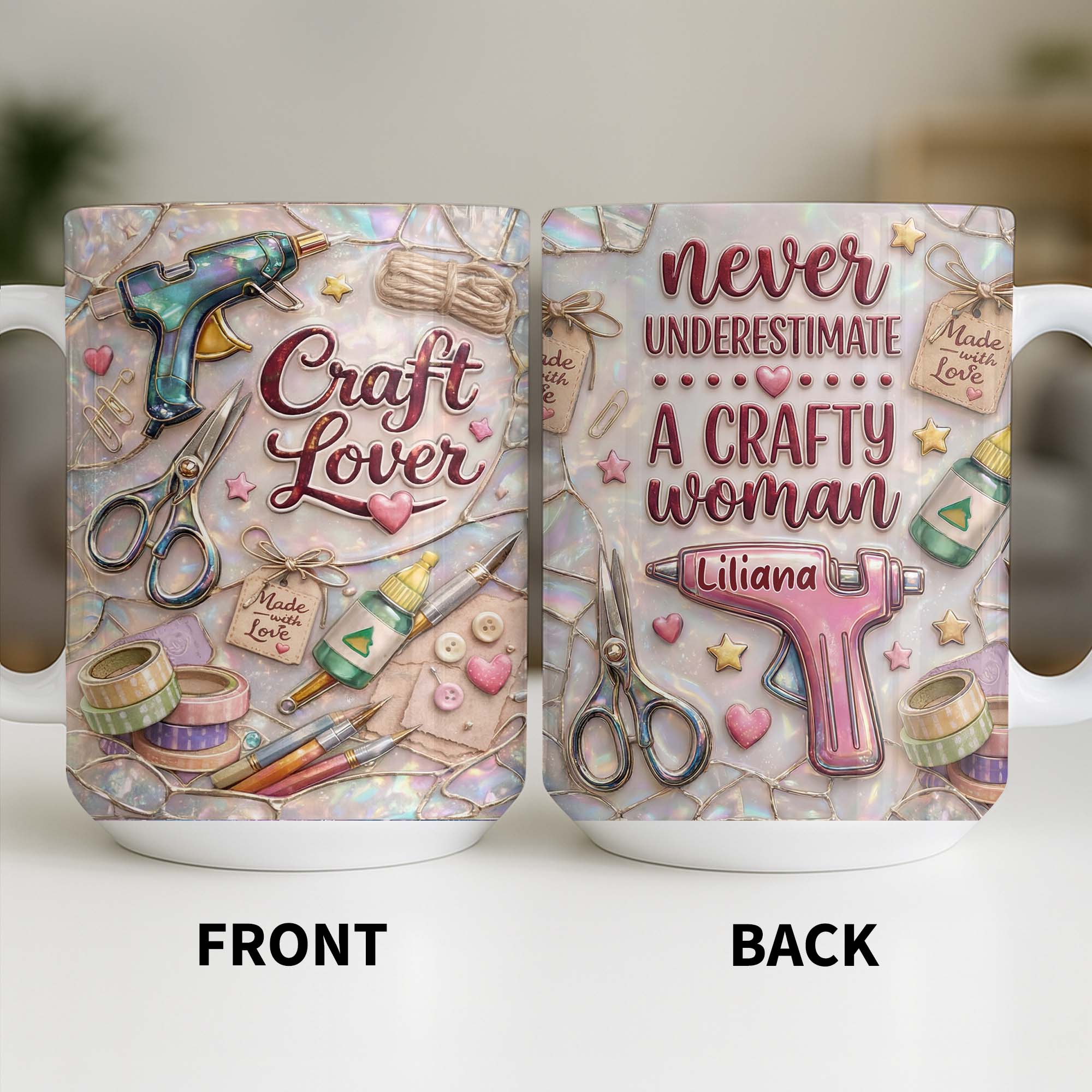Craft Lover Made With Love Glue Gun And Scissors - Personalized Custom Coffee Mug - HAND033_MG - Image 13