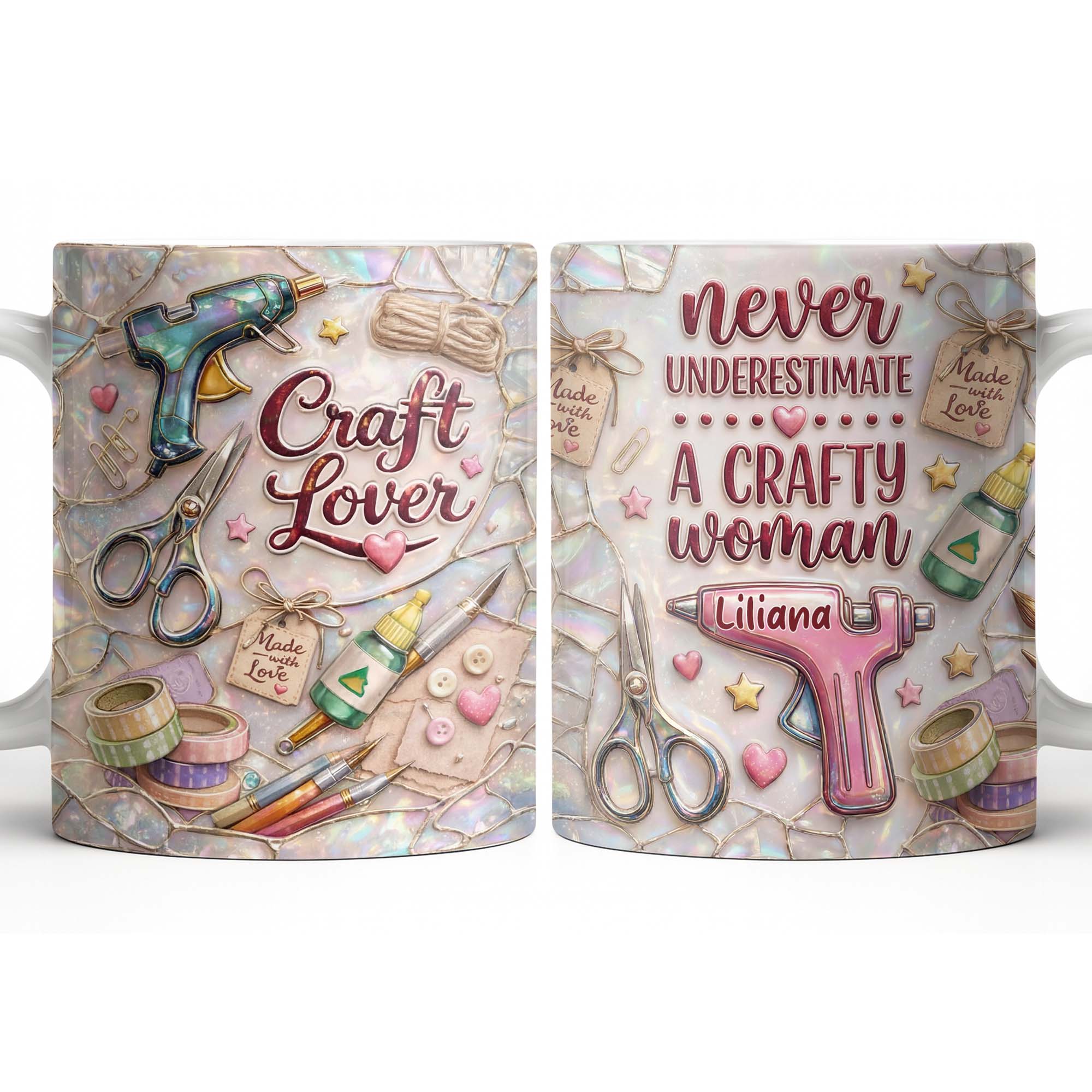 Craft Lover Made With Love Glue Gun And Scissors - Personalized Custom Coffee Mug - HAND033_MG - Image 14