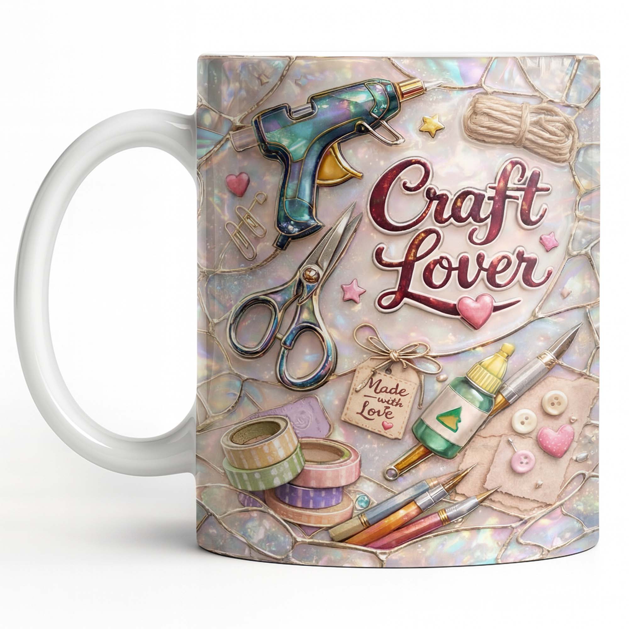 Craft Lover Made With Love Glue Gun And Scissors - Personalized Custom Coffee Mug - HAND033_MG - Image 15