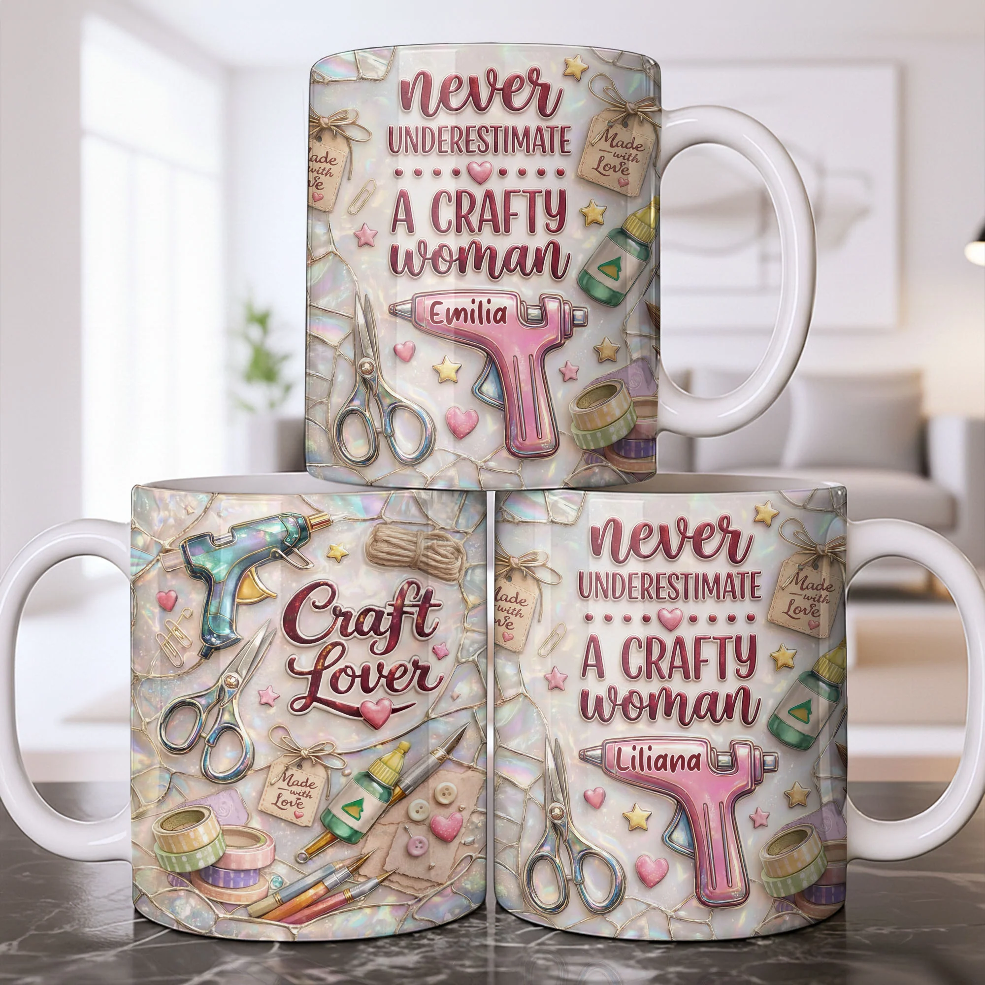 Craft Lover Made With Love Glue Gun And Scissors - Personalized Custom Coffee Mug - HAND033_MG - Image 8