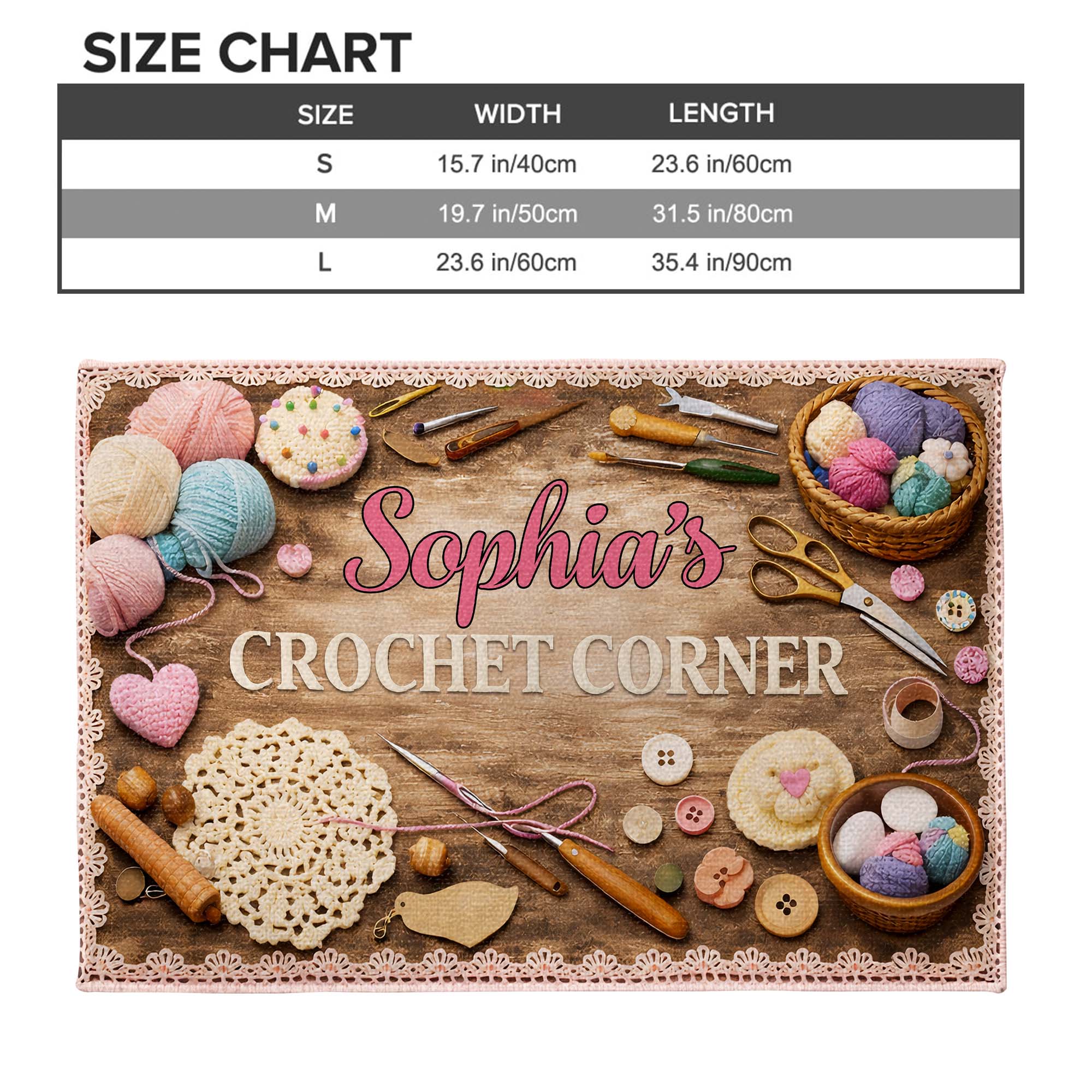 Crochet Corner Yarn Balls And Crafting Tools - Personalized Custom Doormat - HAND041_DRM - Image 3