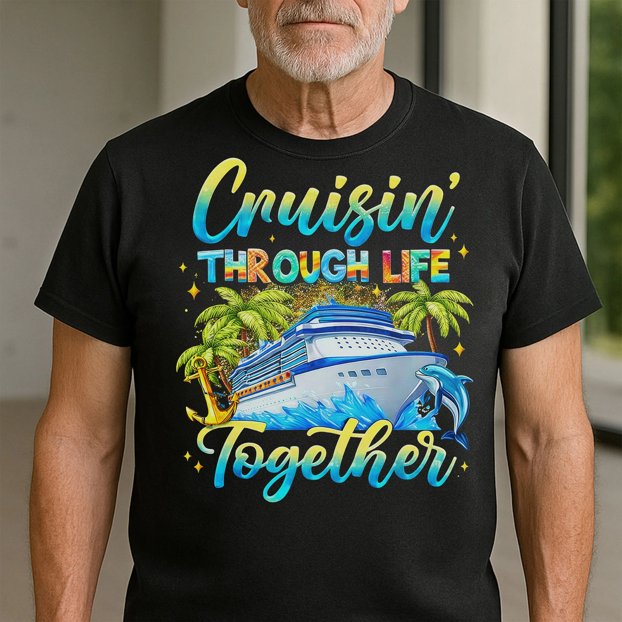 Cruisin' Through Life Together Ship And Palm Trees Design - Personalized Custom Unisex T-shirt, Hoodie - CPL1415_BBAS - Image 14