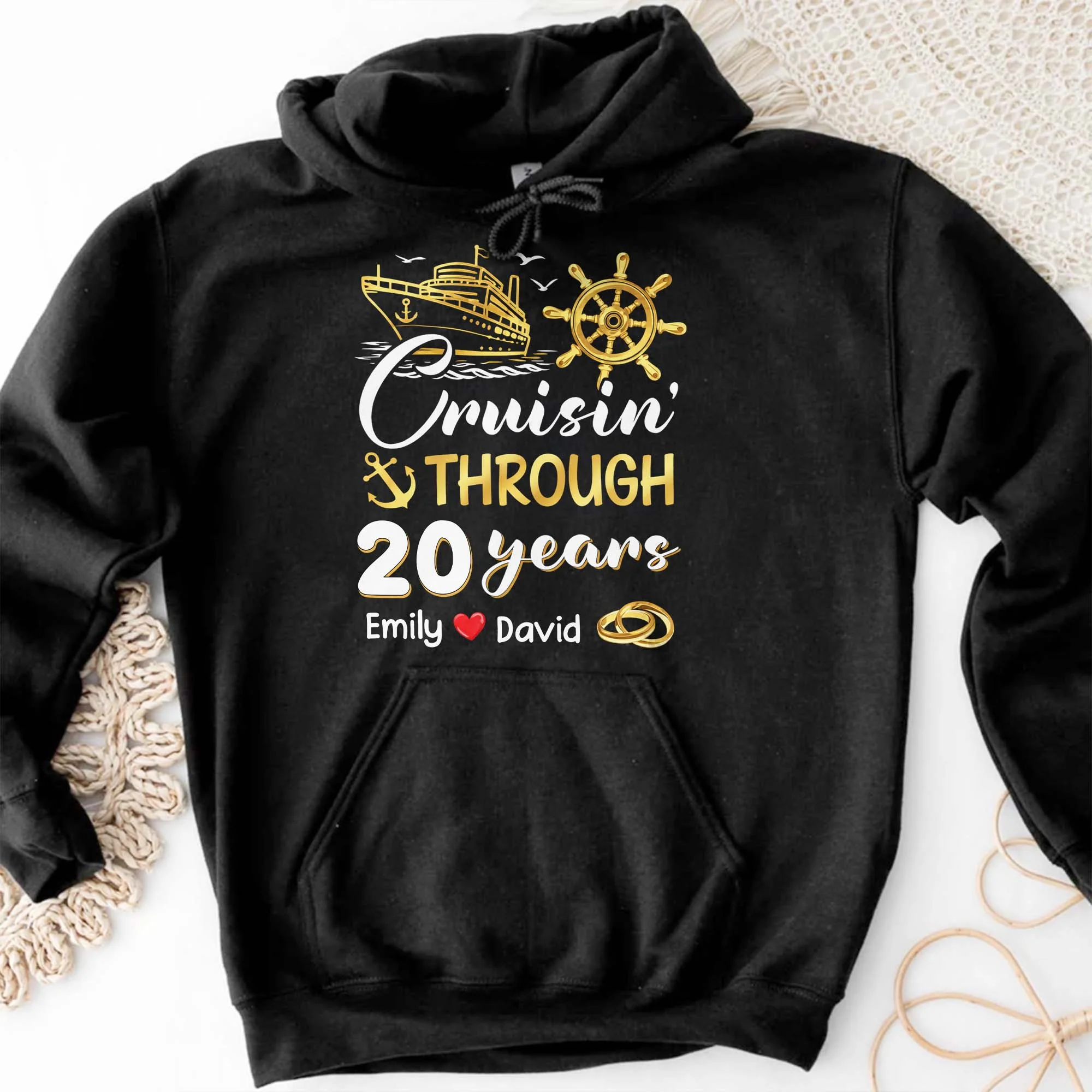 Cruisin Through Years Personalized Couple Shirt With Cruise Ship And Helm - Personalized Custom Unisex T-shirt, Hoodie - CPL1418_BBAS - Image 10