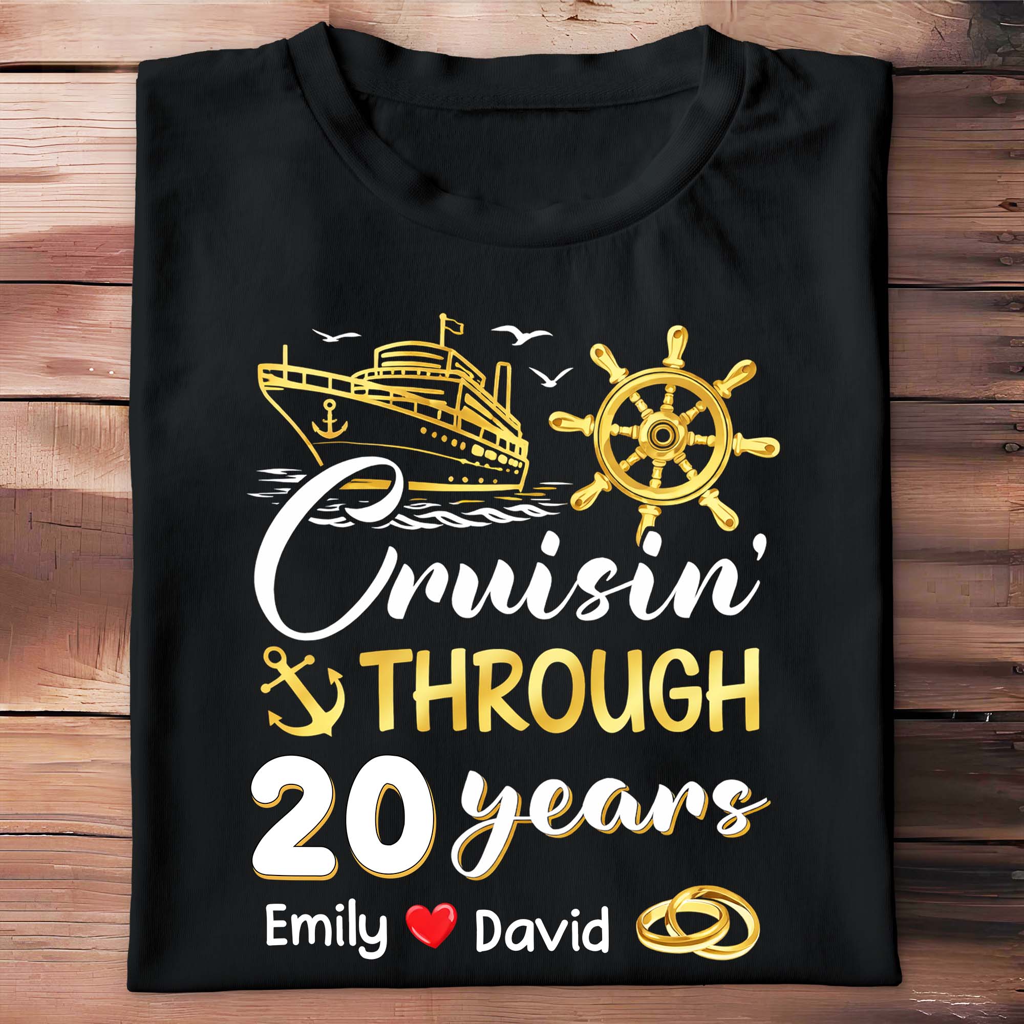 Cruisin Through Years Personalized Couple Shirt With Cruise Ship And Helm - Personalized Custom Unisex T-shirt, Hoodie - CPL1418_BBAS - Image 13