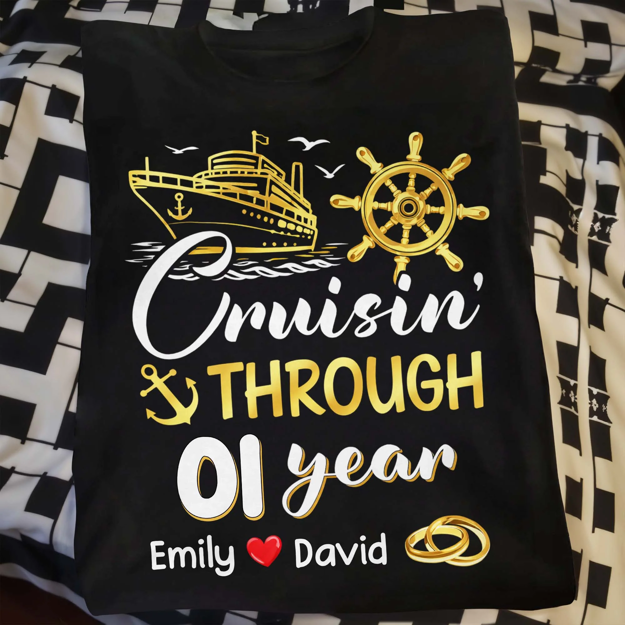 Cruisin Through Years Personalized Couple Shirt With Cruise Ship And Helm - Personalized Custom Unisex T-shirt, Hoodie - CPL1418_BBAS - Image 14