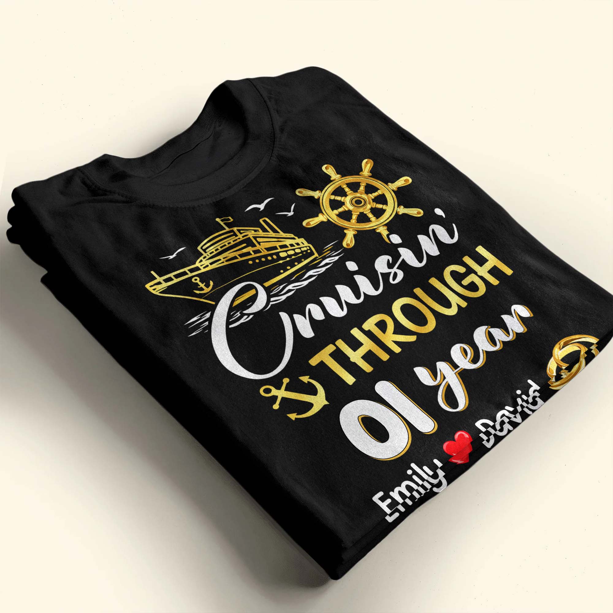 Cruisin Through Years Personalized Couple Shirt With Cruise Ship And Helm - Personalized Custom Unisex T-shirt, Hoodie - CPL1418_BBAS - Image 15