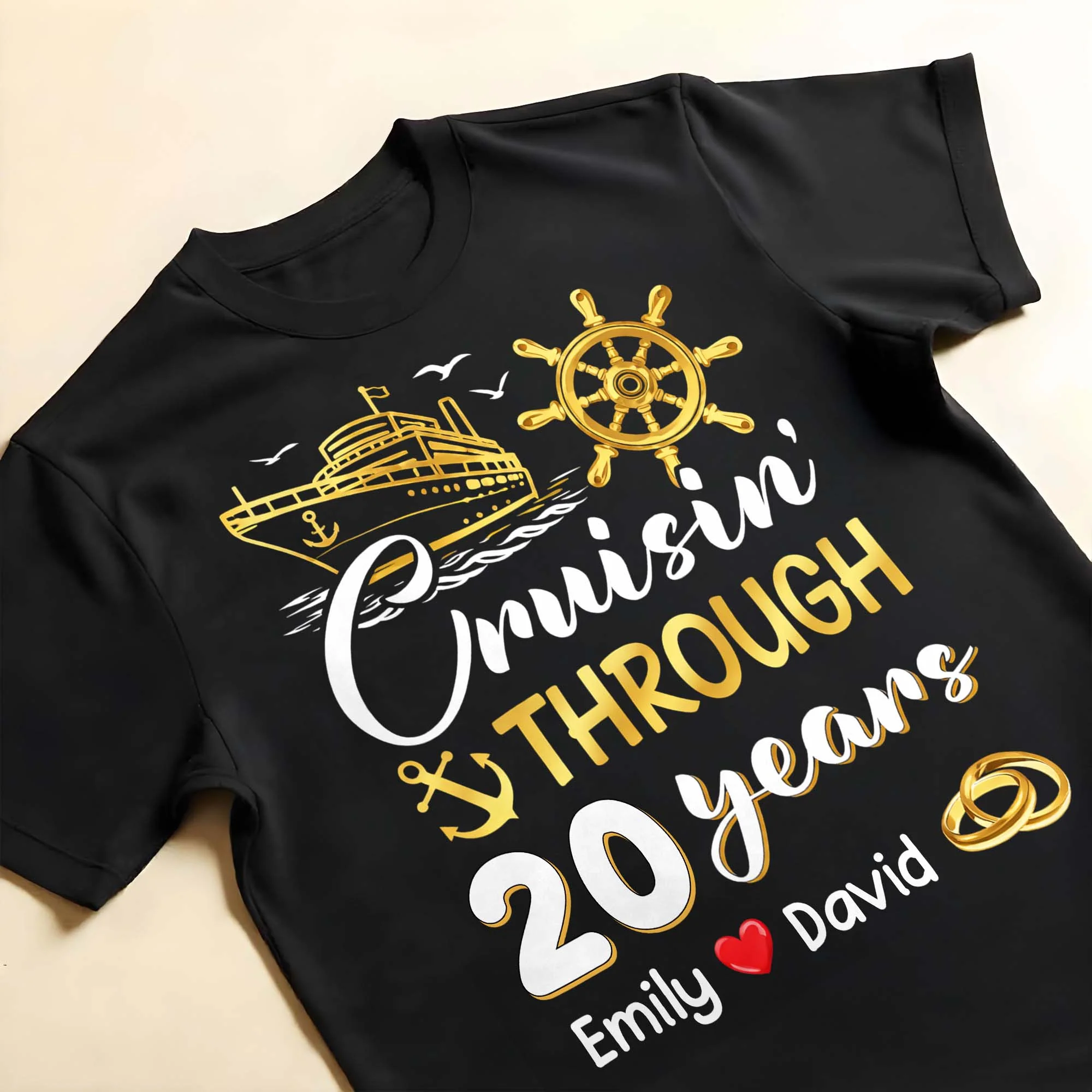 Cruisin Through Years Personalized Couple Shirt With Cruise Ship And Helm - Personalized Custom Unisex T-shirt, Hoodie - CPL1418_BBAS - Image 16