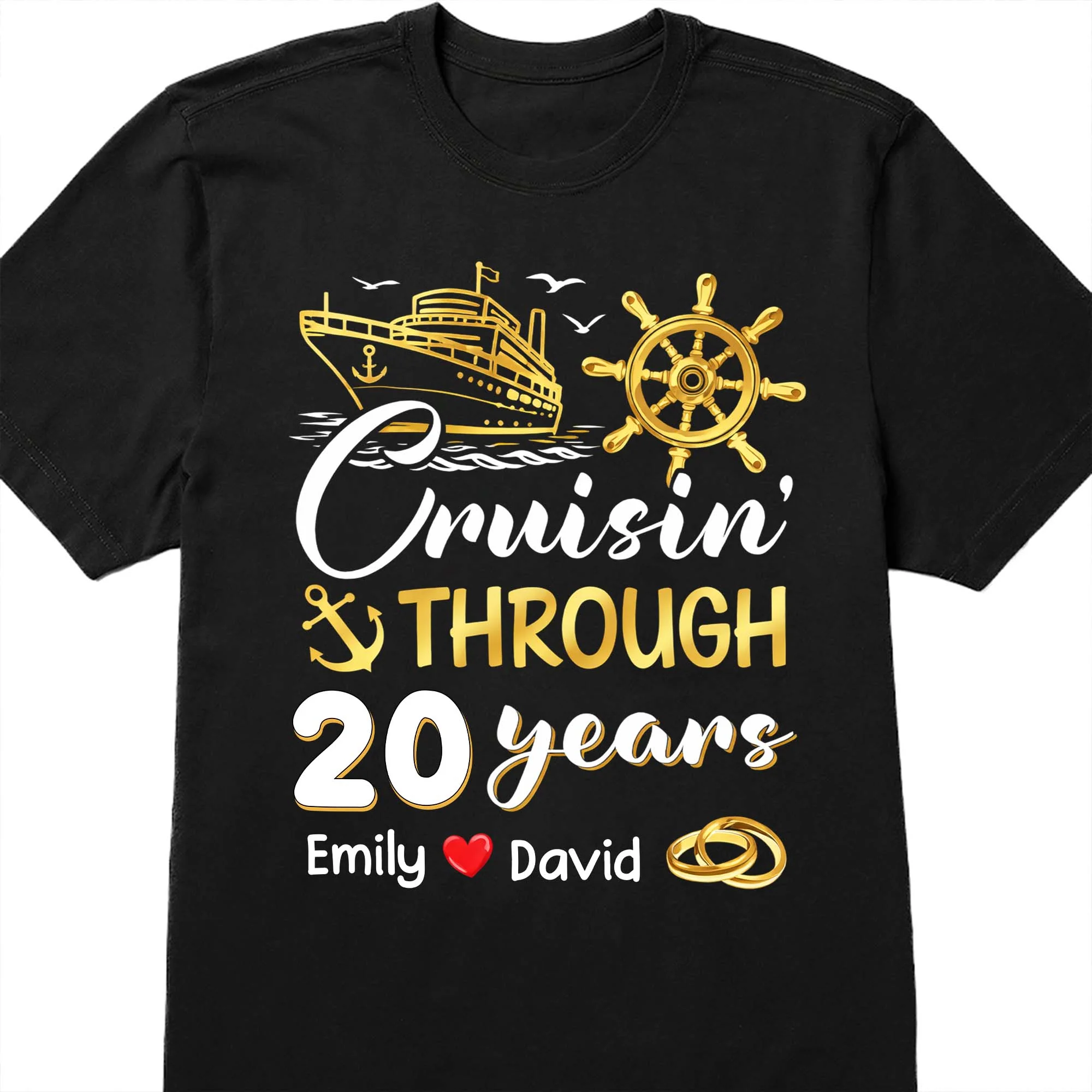 Cruisin Through Years Personalized Couple Shirt With Cruise Ship And Helm - Personalized Custom Unisex T-shirt, Hoodie - CPL1418_BBAS - Image 17