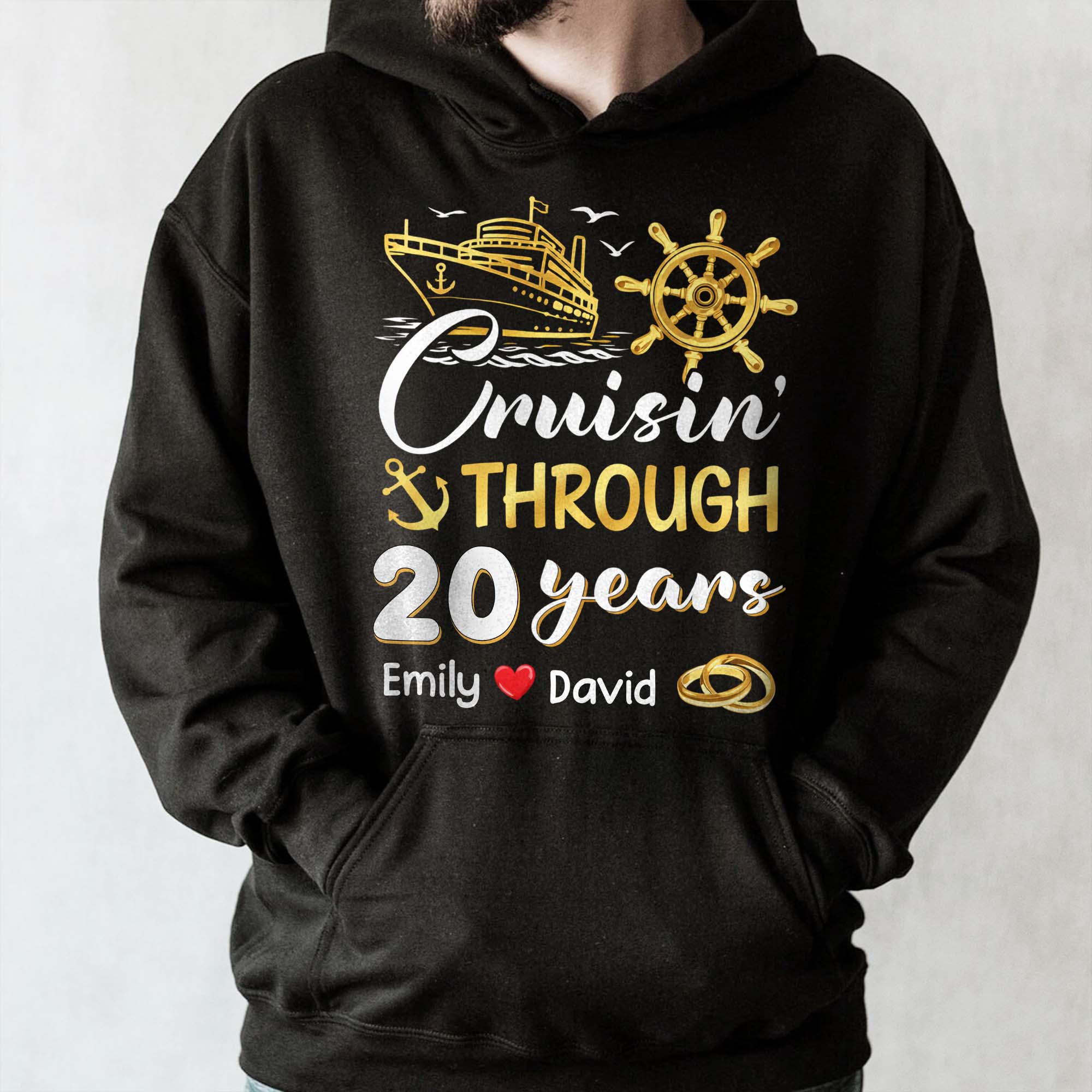 Cruisin Through Years Personalized Couple Shirt With Cruise Ship And Helm - Personalized Custom Unisex T-shirt, Hoodie - CPL1418_BBAS - Image 9