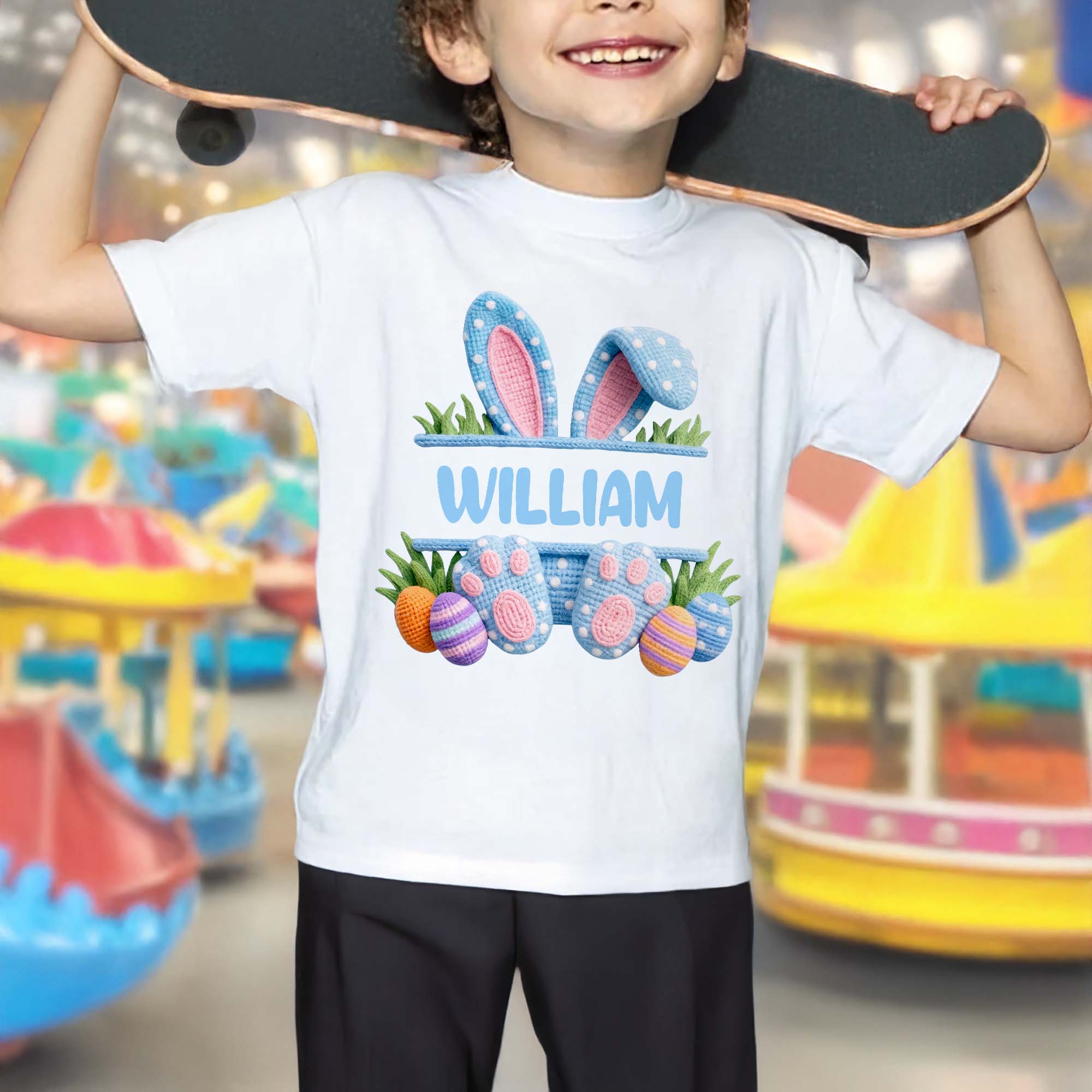 Cute Bunny Ears And Easter Eggs For Happy Spring - Personalized Custom Youth T-shirt - KID602_WYOU - Image 3