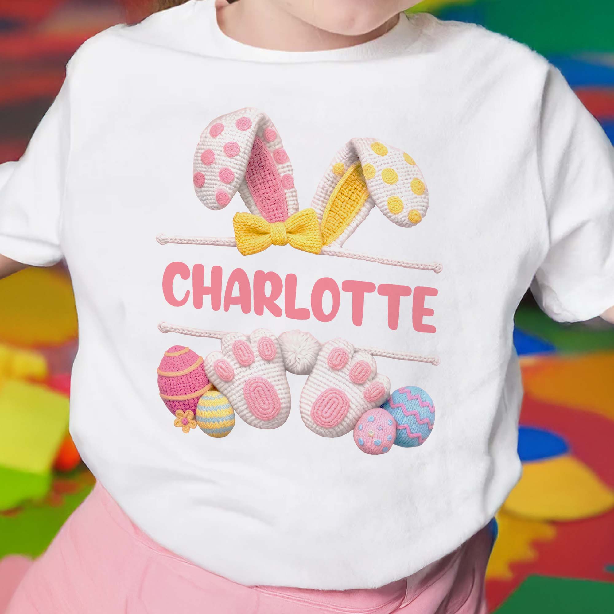 Cute Bunny Ears And Easter Eggs For Happy Spring - Personalized Custom Youth T-shirt - KID602_WYOU - Image 4