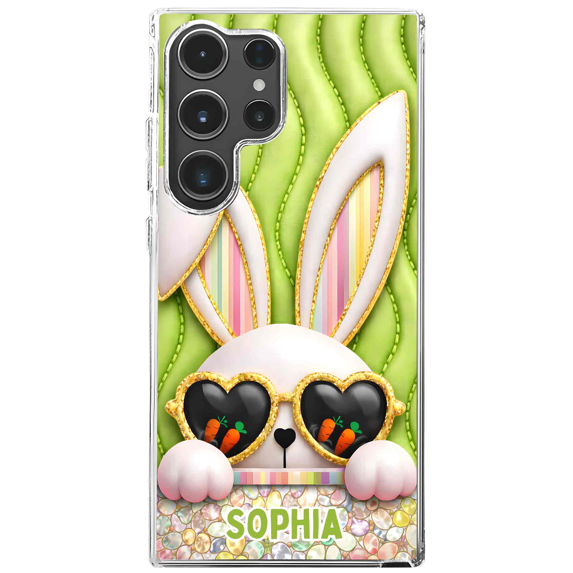 Cute Bunny With Heart Sunglasses And Carrots Bringing Joy To Your Day - Personalized Clear Phone Case - FTH134_PHC - Image 11