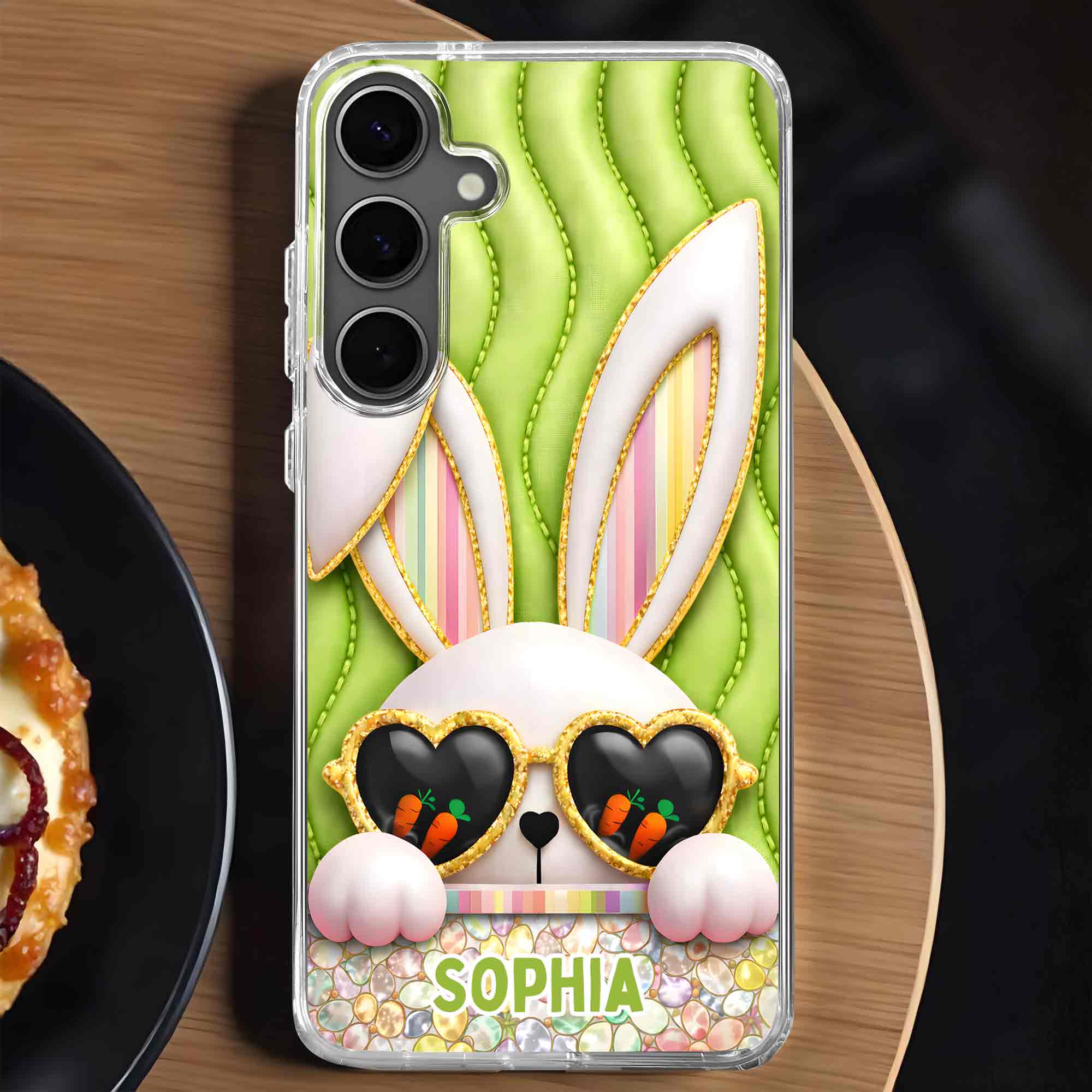 Cute Bunny With Heart Sunglasses And Carrots Bringing Joy To Your Day - Personalized Clear Phone Case - FTH134_PHC - Image 8