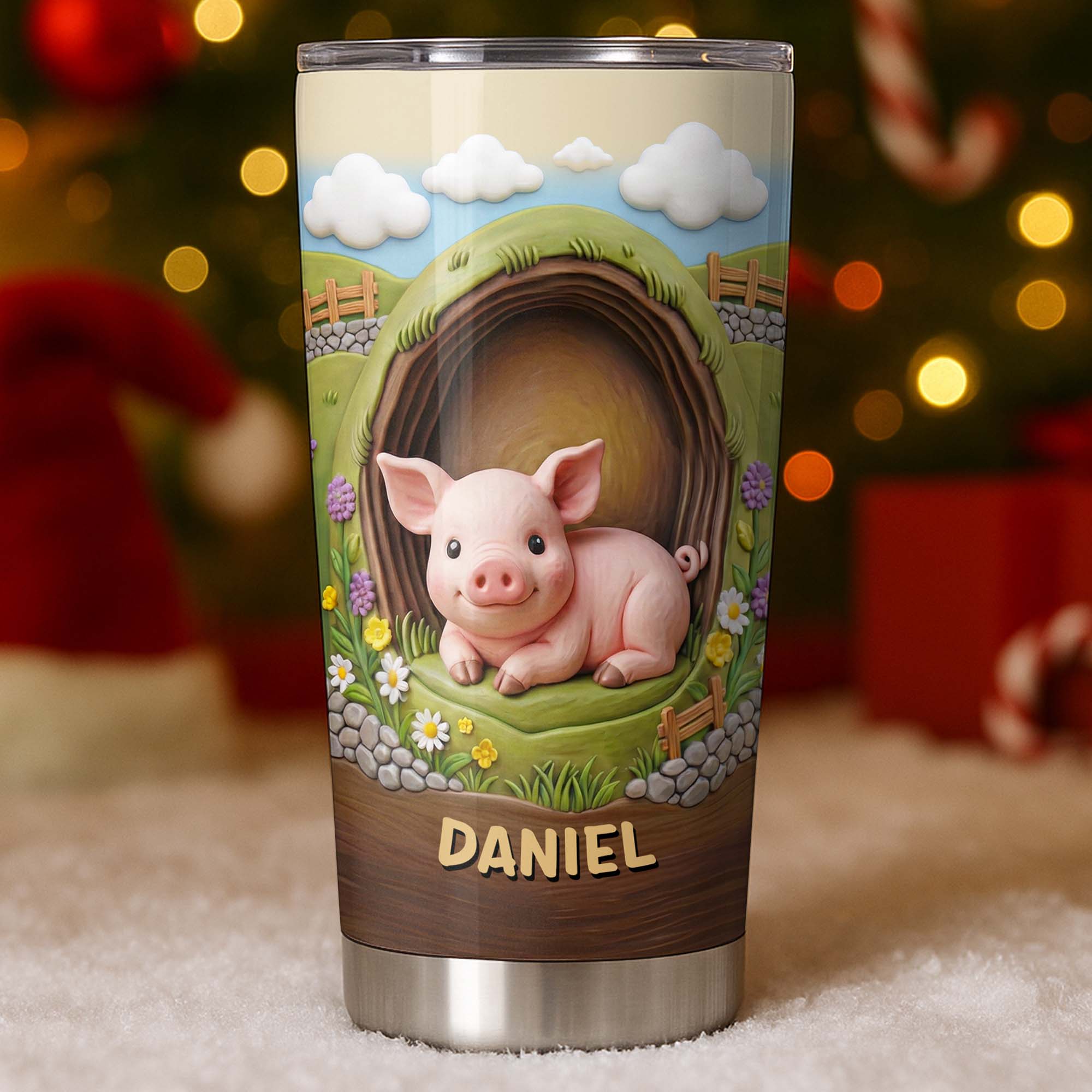 Cute Cow In A Meadow With Flowers And Rolling Hills - Personalized Custom Stainless Steel Tumbler 20oz 30oz - FARM042_TB - Image 4