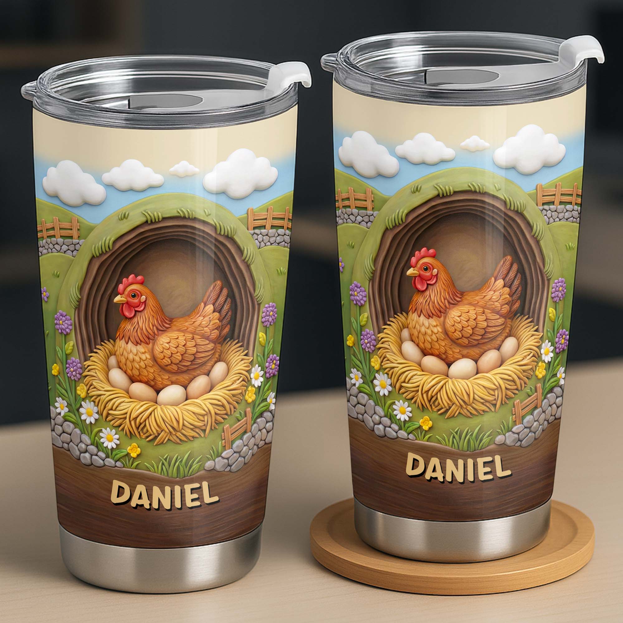 Cute Cow In A Meadow With Flowers And Rolling Hills - Personalized Custom Stainless Steel Tumbler 20oz 30oz - FARM042_TB - Image 9