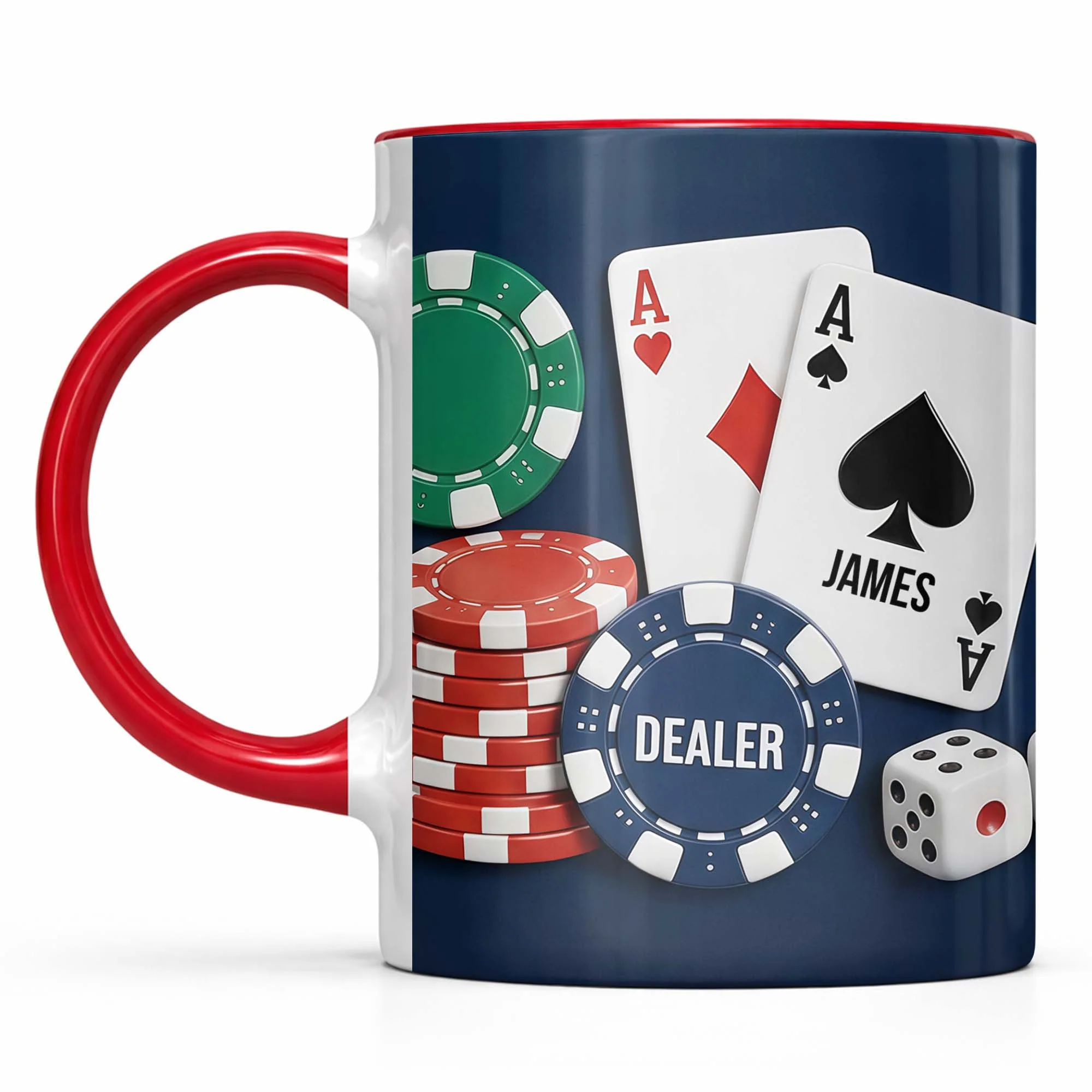 Dealer Custom Poker Playing Cards And Casino Chips Design - Personalized Custom Accent Mug - HOB109_AMUG - Image 11