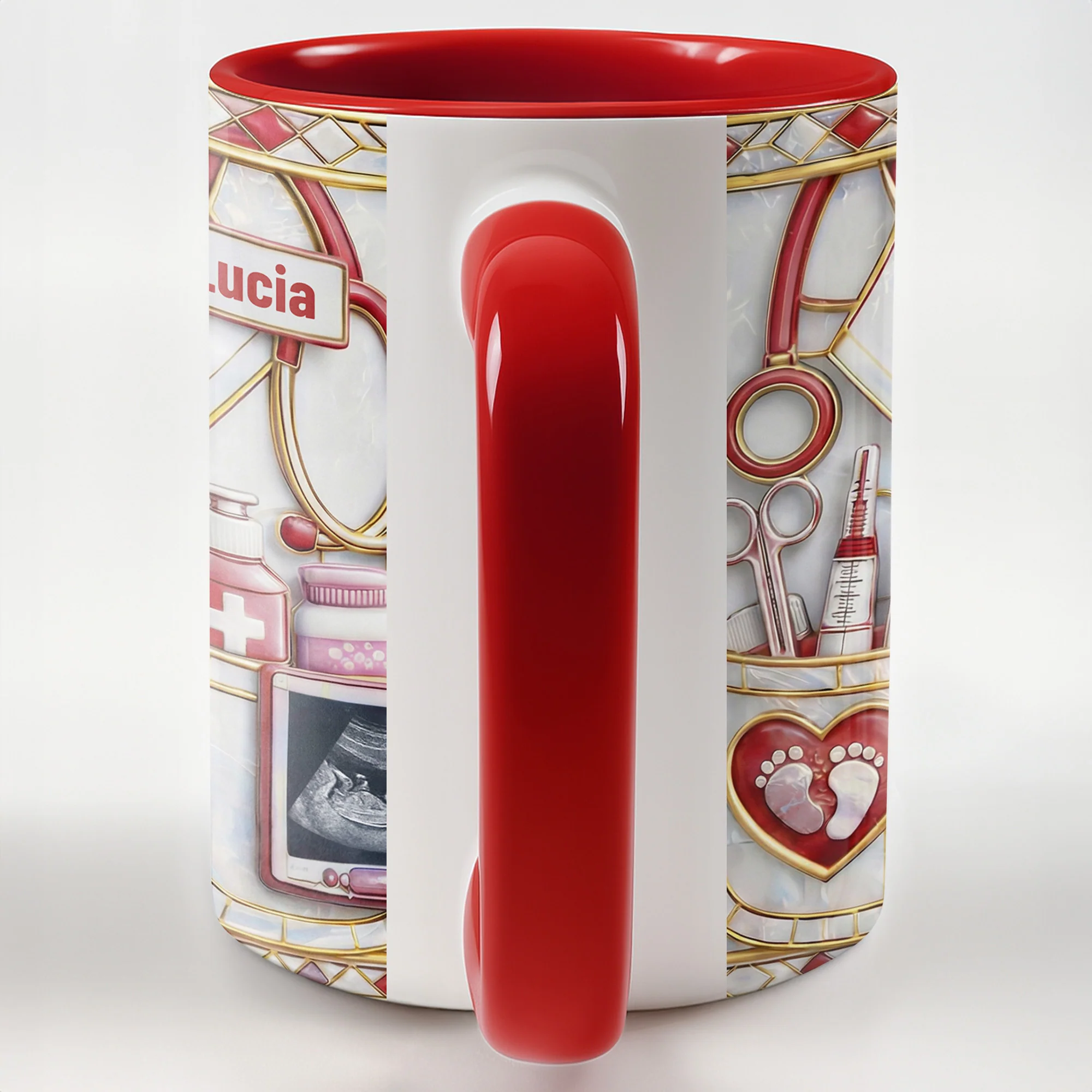Dedicated Doctor Caring For New Life With Stethoscope And Ultrasound - Personalized Custom Accent Mug - DOC095_AMUG - Image 10