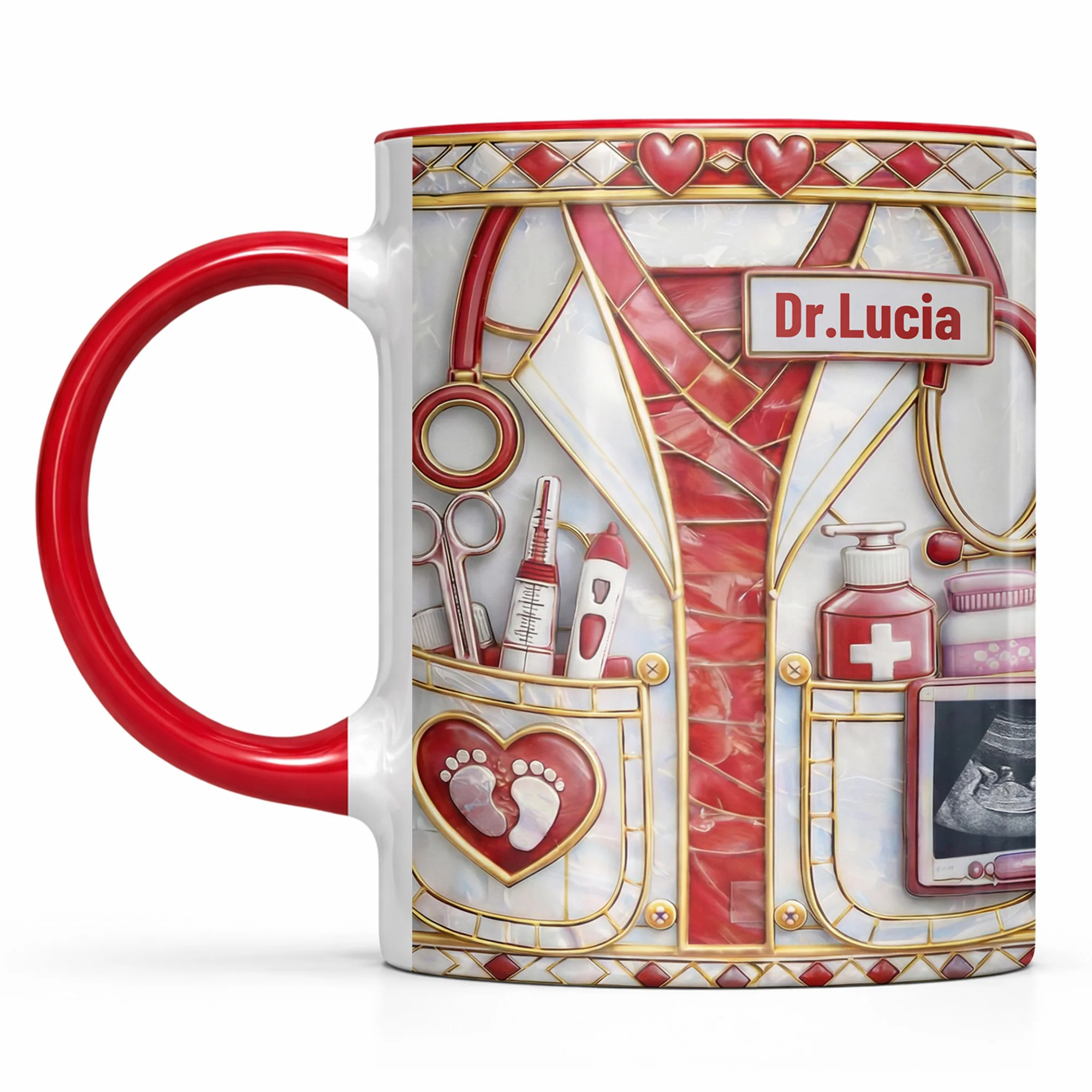 Dedicated Doctor Caring For New Life With Stethoscope And Ultrasound - Personalized Custom Accent Mug - DOC095_AMUG - Image 11