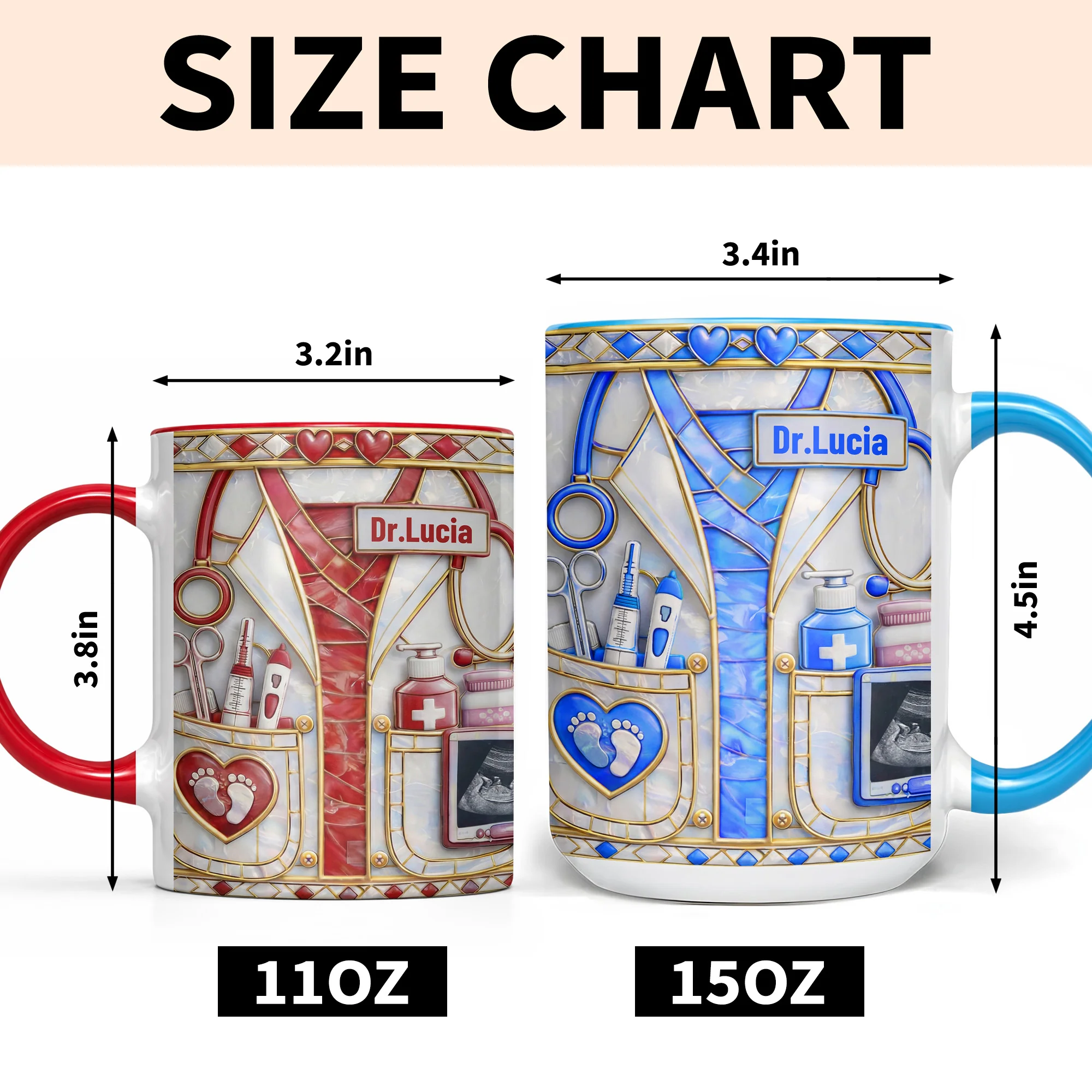 Dedicated Doctor Caring For New Life With Stethoscope And Ultrasound - Personalized Custom Accent Mug - DOC095_AMUG - Image 6