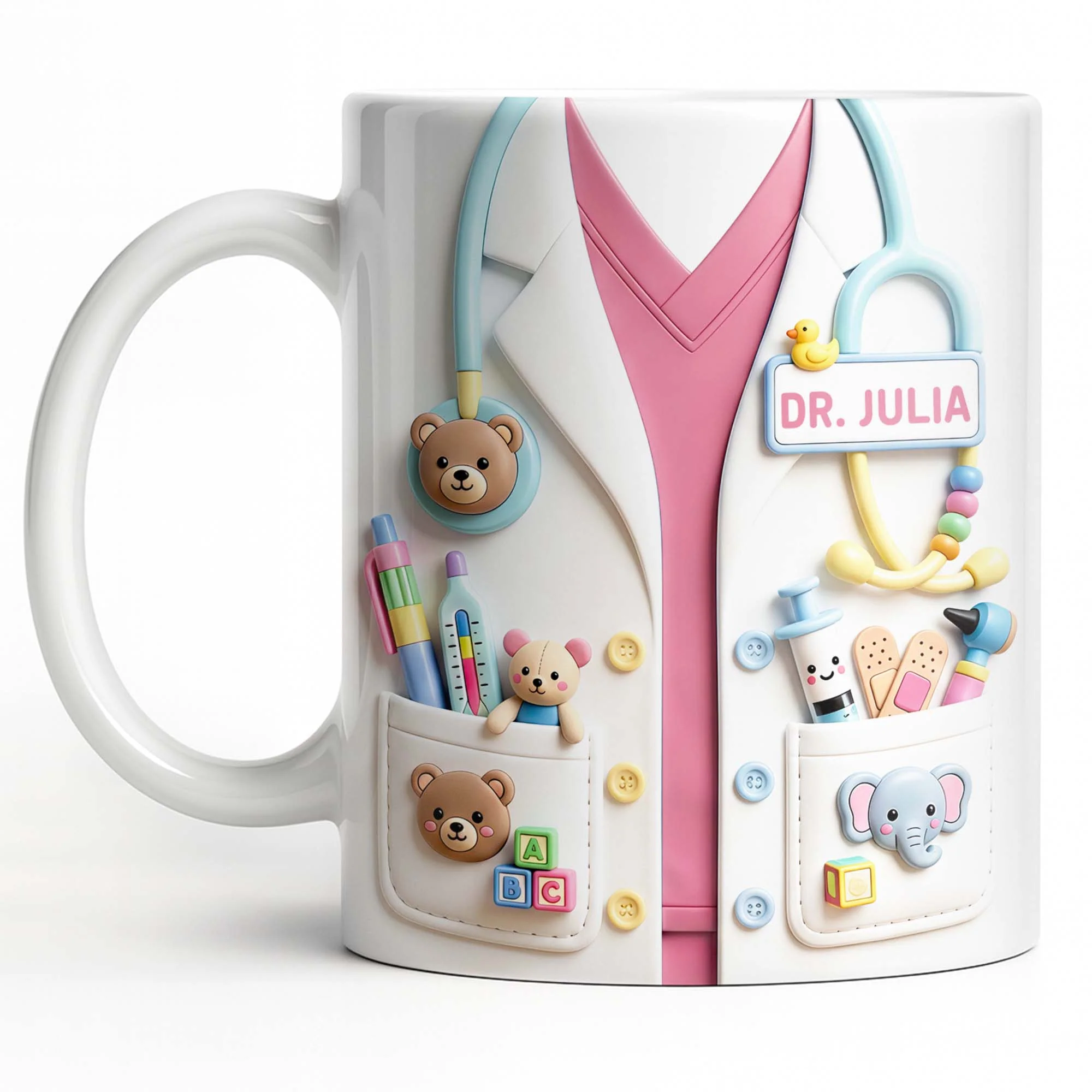 Dr. Personalized Pediatrician White Coat With Teddy Bear And Stethoscope - Personalized Custom Coffee Mug - DOC107_MG - Image 12
