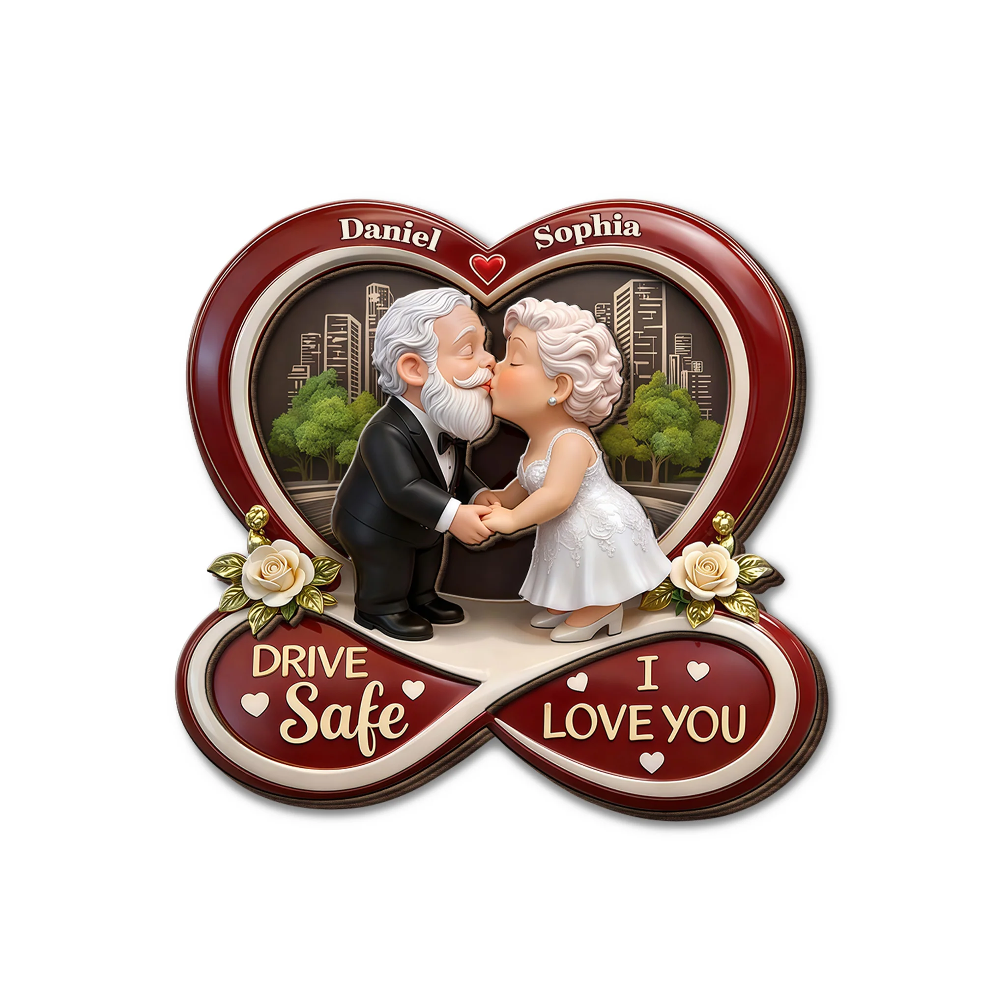 Drive Safe I Love You Kissing Couple Infinity Heart - Personalized Custom Shaped Car Visor Clip - CPL1402_VIS - Image 7