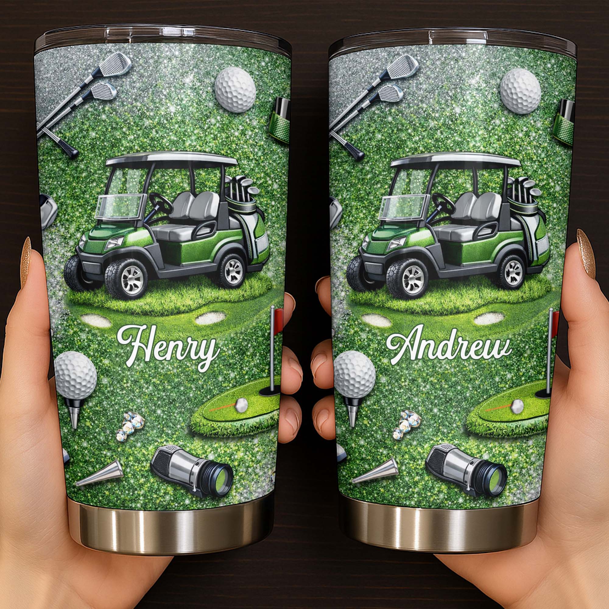 Eat Sleep Golf Repeat With Golf Cart And Clubs - Personalized Custom Stainless Steel Tumbler 20oz 30oz - GOLF019_TB - Image 3
