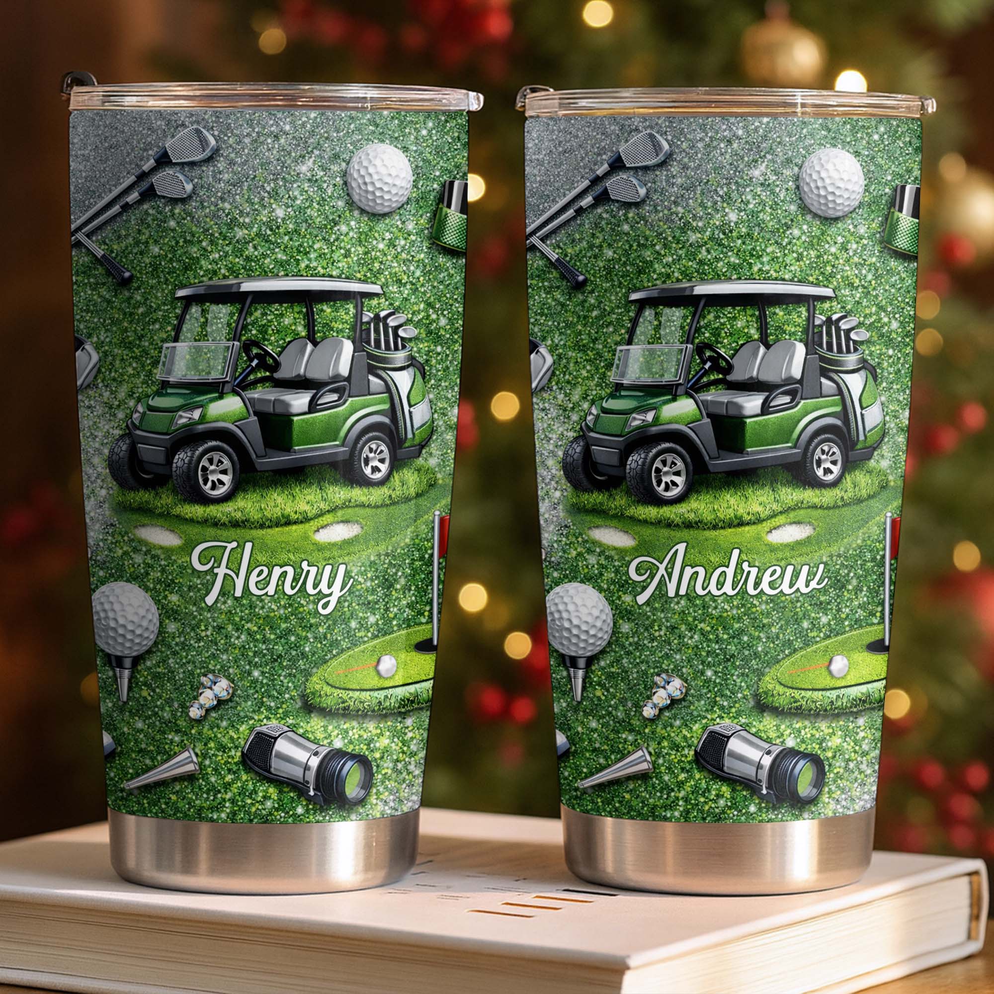 Eat Sleep Golf Repeat With Golf Cart And Clubs - Personalized Custom Stainless Steel Tumbler 20oz 30oz - GOLF019_TB - Image 5