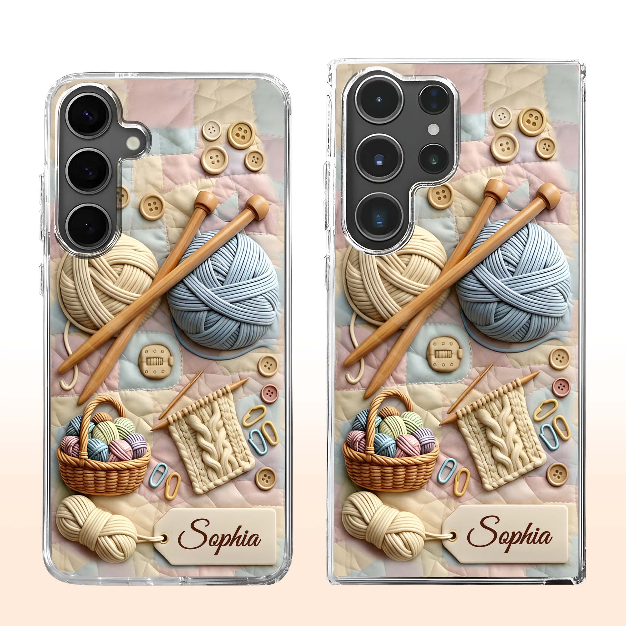 Eat Sleep Knit Repeat With Yarn Balls And Knitting Needles - Personalized Clear Phone Case - HAND021_PHC - Image 9