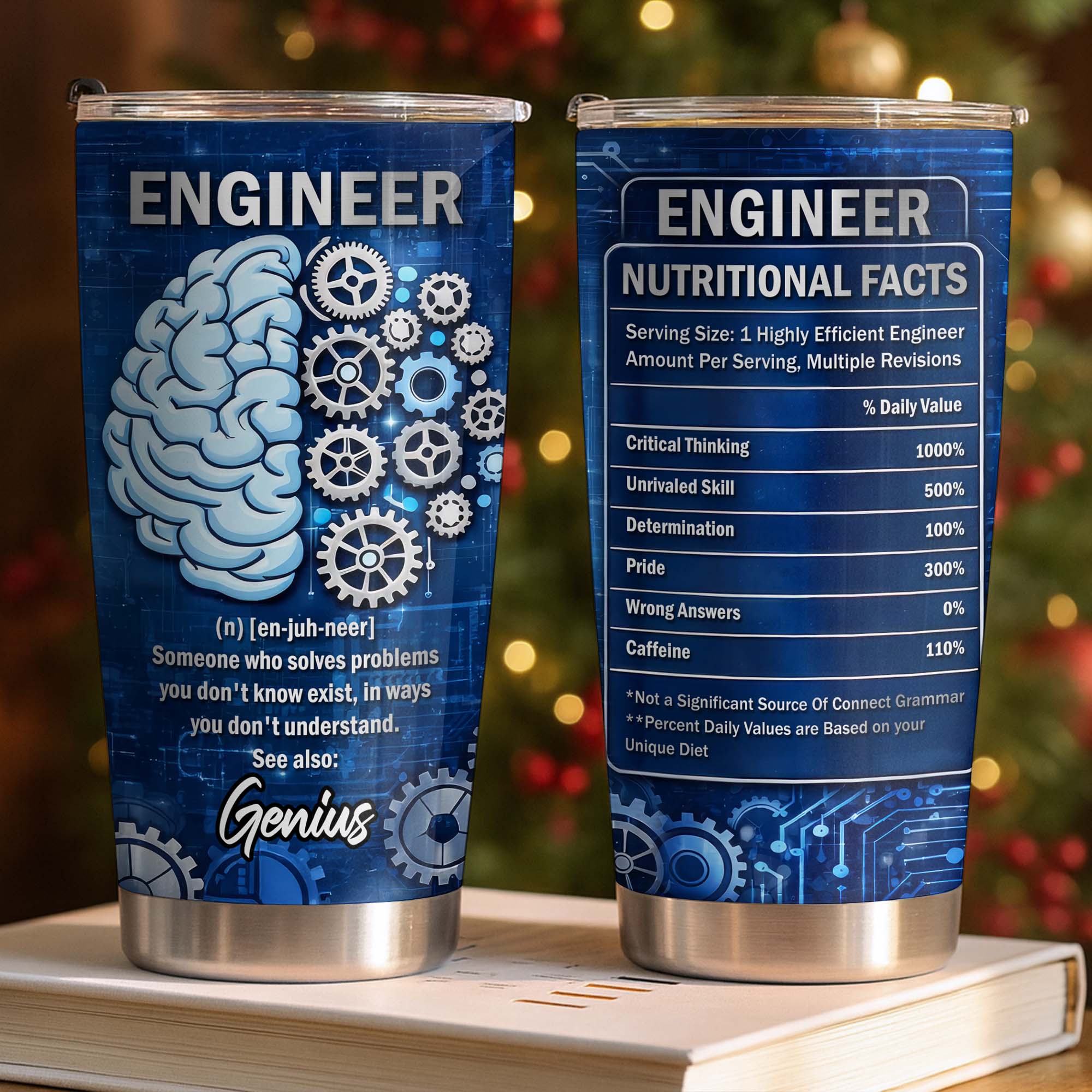 Engineer Someone Who Solves Problems Brain And Gears Design - Personalized Custom Stainless Steel Tumbler 20oz 30oz - JBS136_TB - Image 2