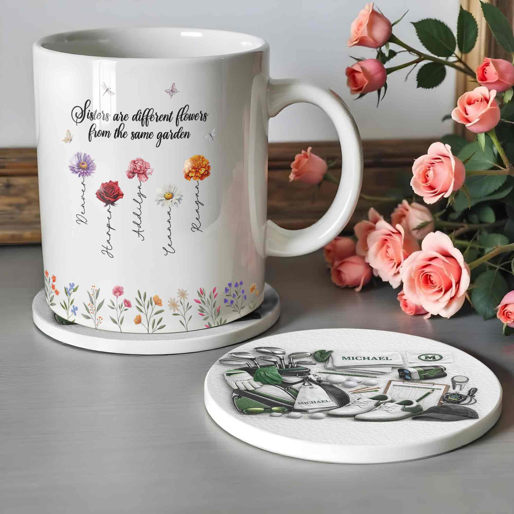 Essential Golf Equipment Collection Featuring Clubs Shoes And Bag Art - Personalized Custom Ceramic Coaster - GOLF012_ROCO - Image 6
