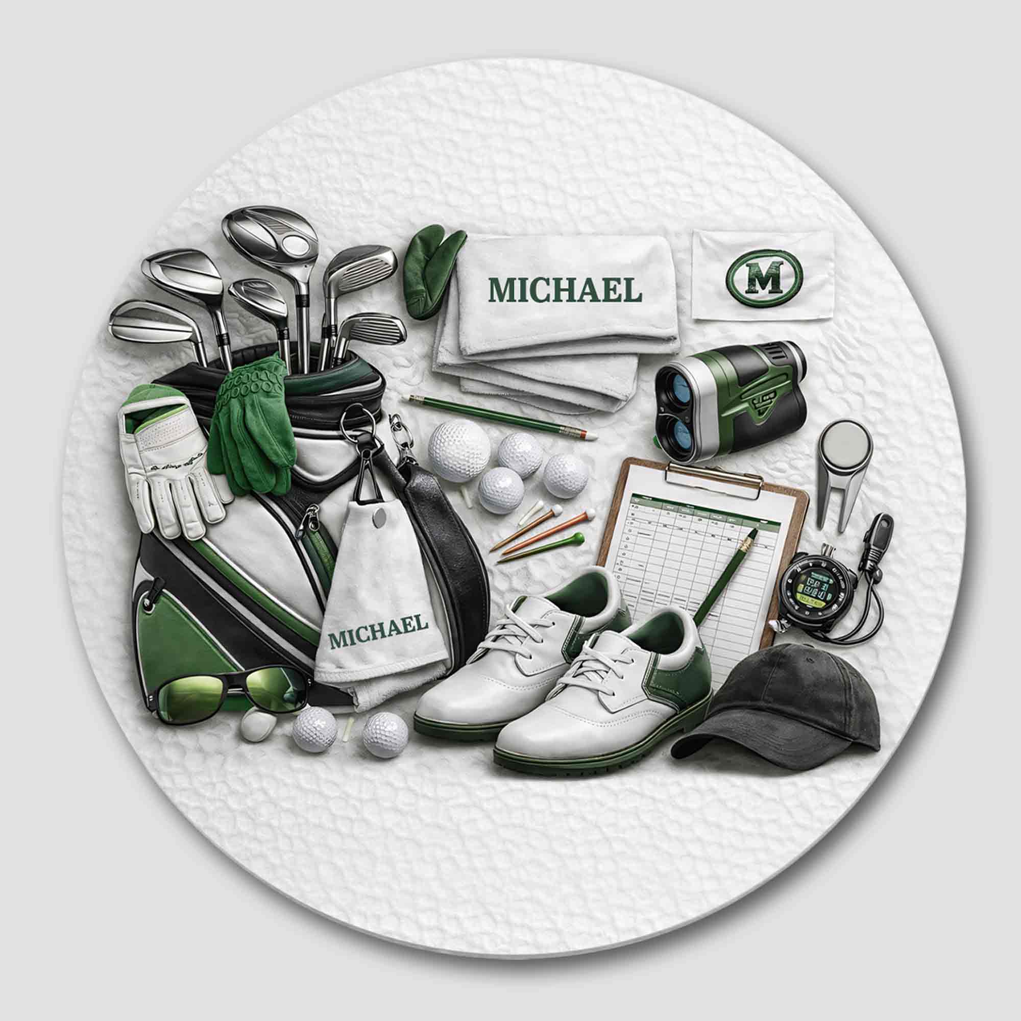 Essential Golf Equipment Collection Featuring Clubs Shoes And Bag Art - Personalized Custom Ceramic Coaster - GOLF012_ROCO - Image 8