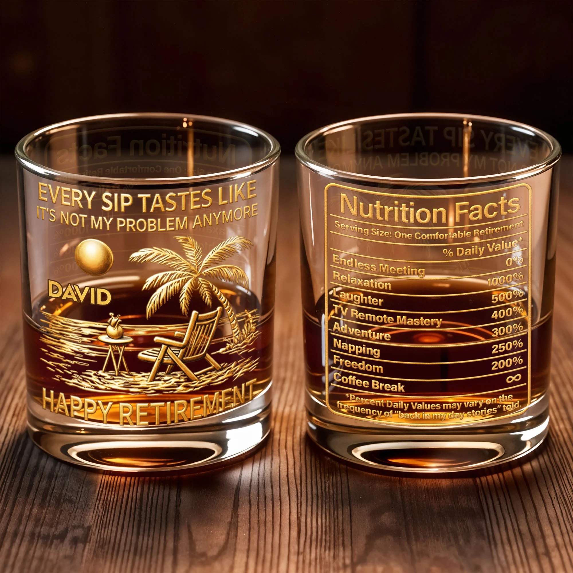 Every Sip Tastes Like It Is Not My Problem Anymore Retirement Beach Chair - Personalized Custom Whiskey Glass - RETIRE050_RWG - Image 7