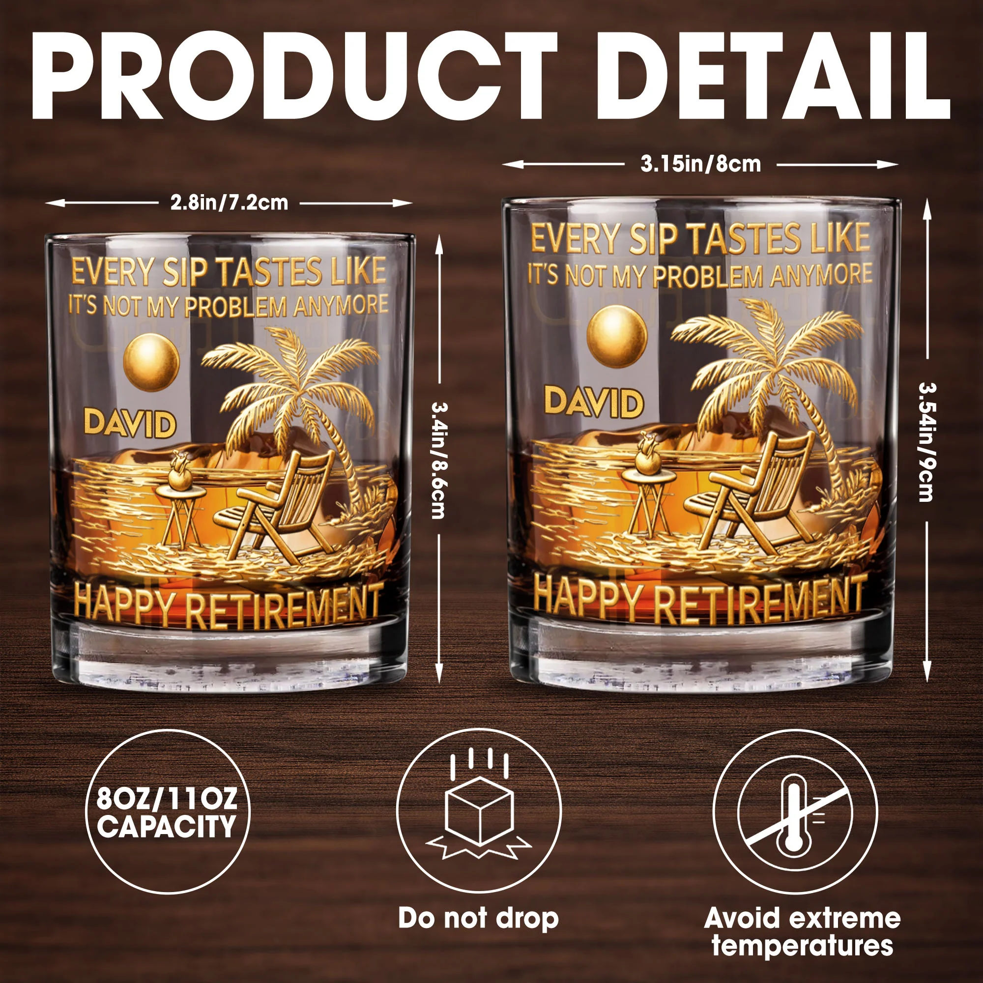 Every Sip Tastes Like It's Not My Problem Anymore Palm Tree Beach Chair - Personalized Custom Whiskey Glass - RETIRE049_RWG - Image 6