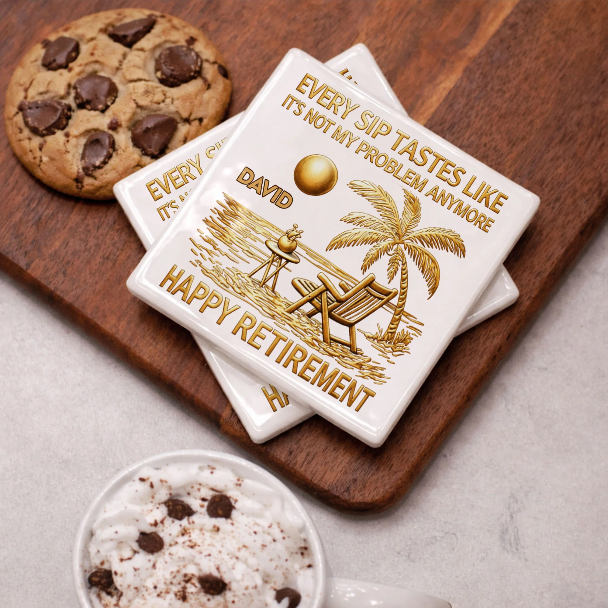Every Sip Tastes Like It's Not My Problem Anymore Retirement Palm Tree - Personalized Custom Ceramic Coaster, Square Shape - RETIRE014_SOCO - Image 11