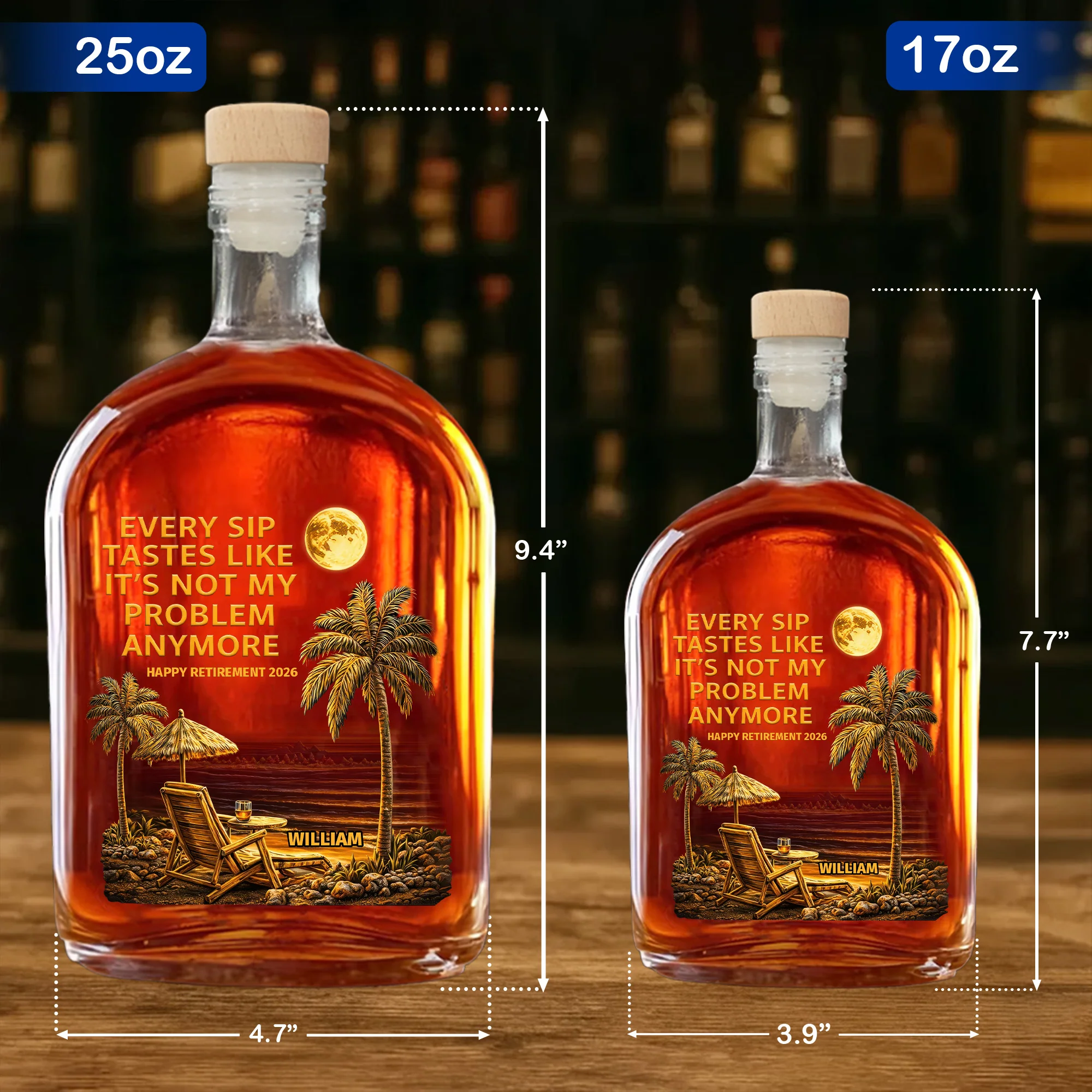 Every Sip Tastes Like It's Not My Problem Anymore Retirement Palm Trees - Personalized Whiskey Bottle - RETIRE024_WHIBA - Image 6