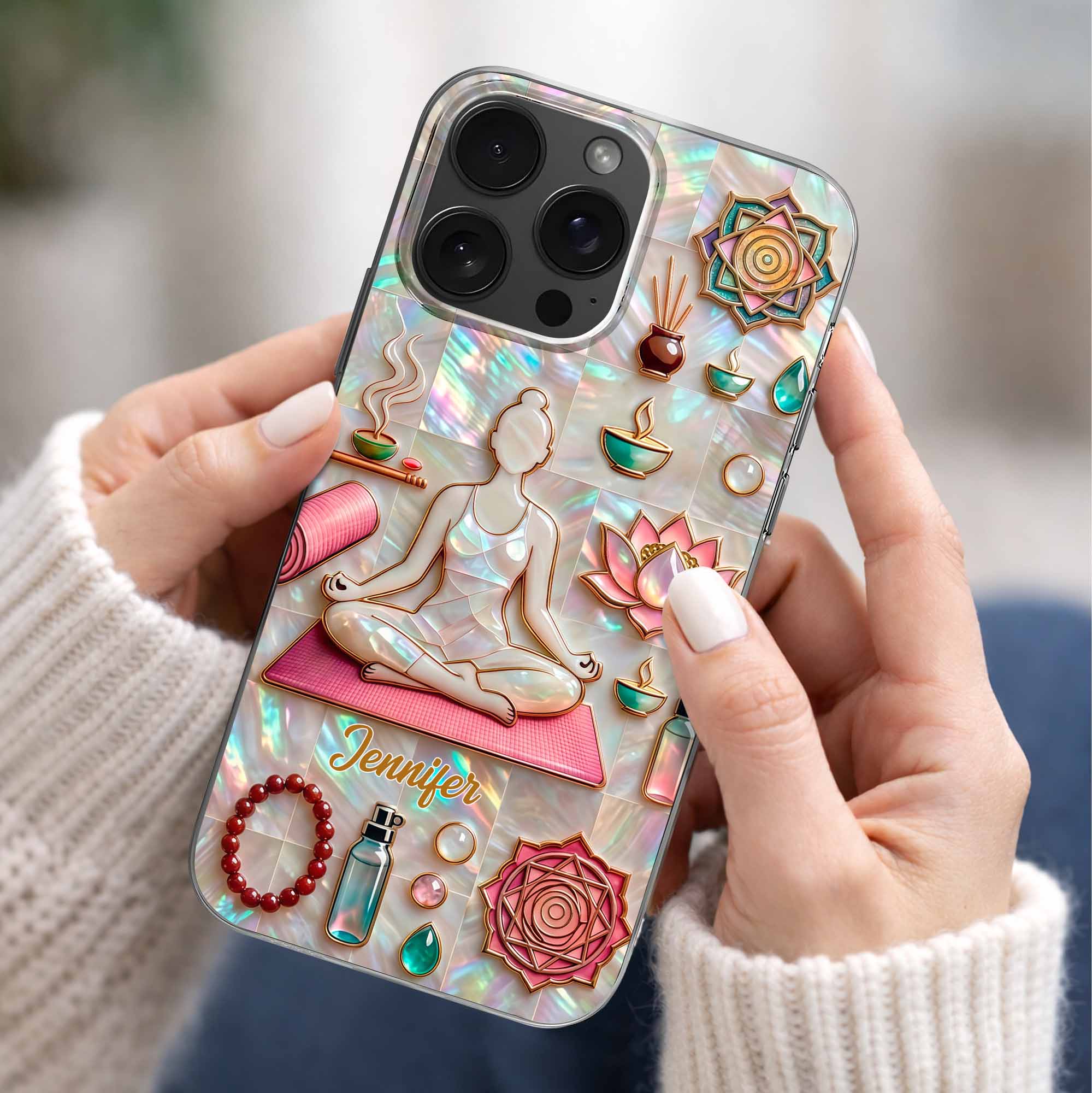 Find Your Inner Peace And Balance Yoga Woman With Lotus Flower - Personalized Clear Phone Case - YOGA013_PHC - Image 2