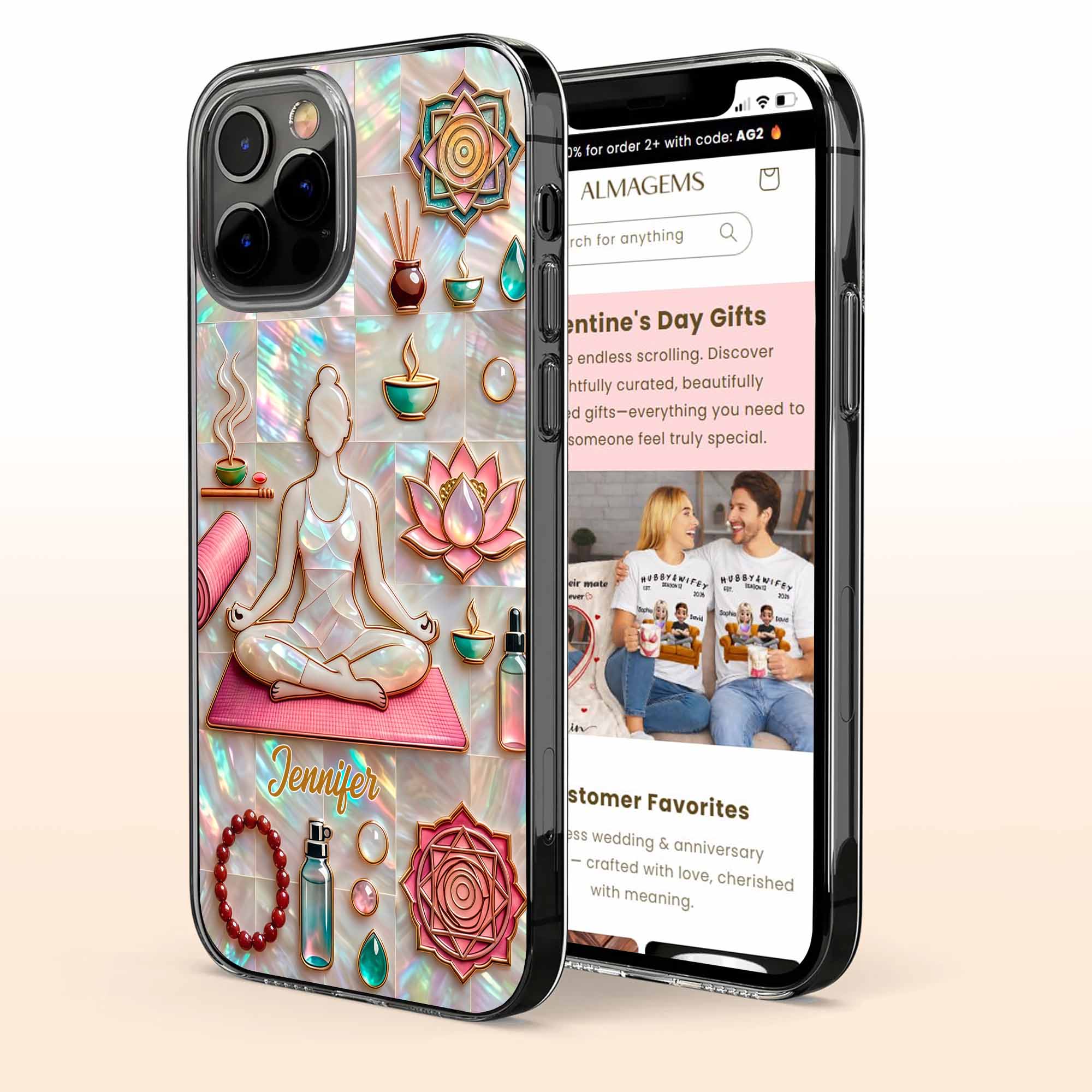Find Your Inner Peace And Balance Yoga Woman With Lotus Flower - Personalized Clear Phone Case - YOGA013_PHC - Image 3
