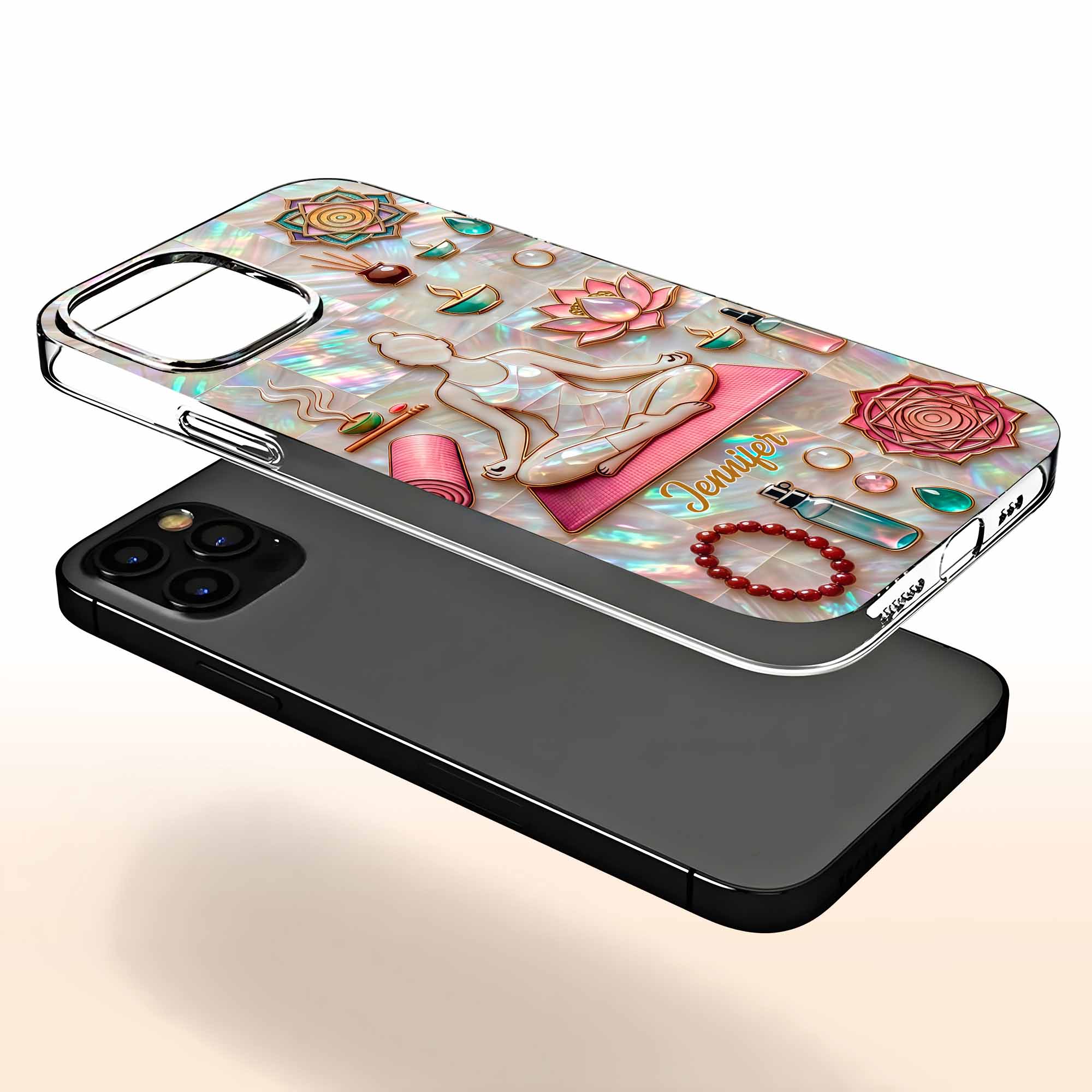 Find Your Inner Peace And Balance Yoga Woman With Lotus Flower - Personalized Clear Phone Case - YOGA013_PHC - Image 4