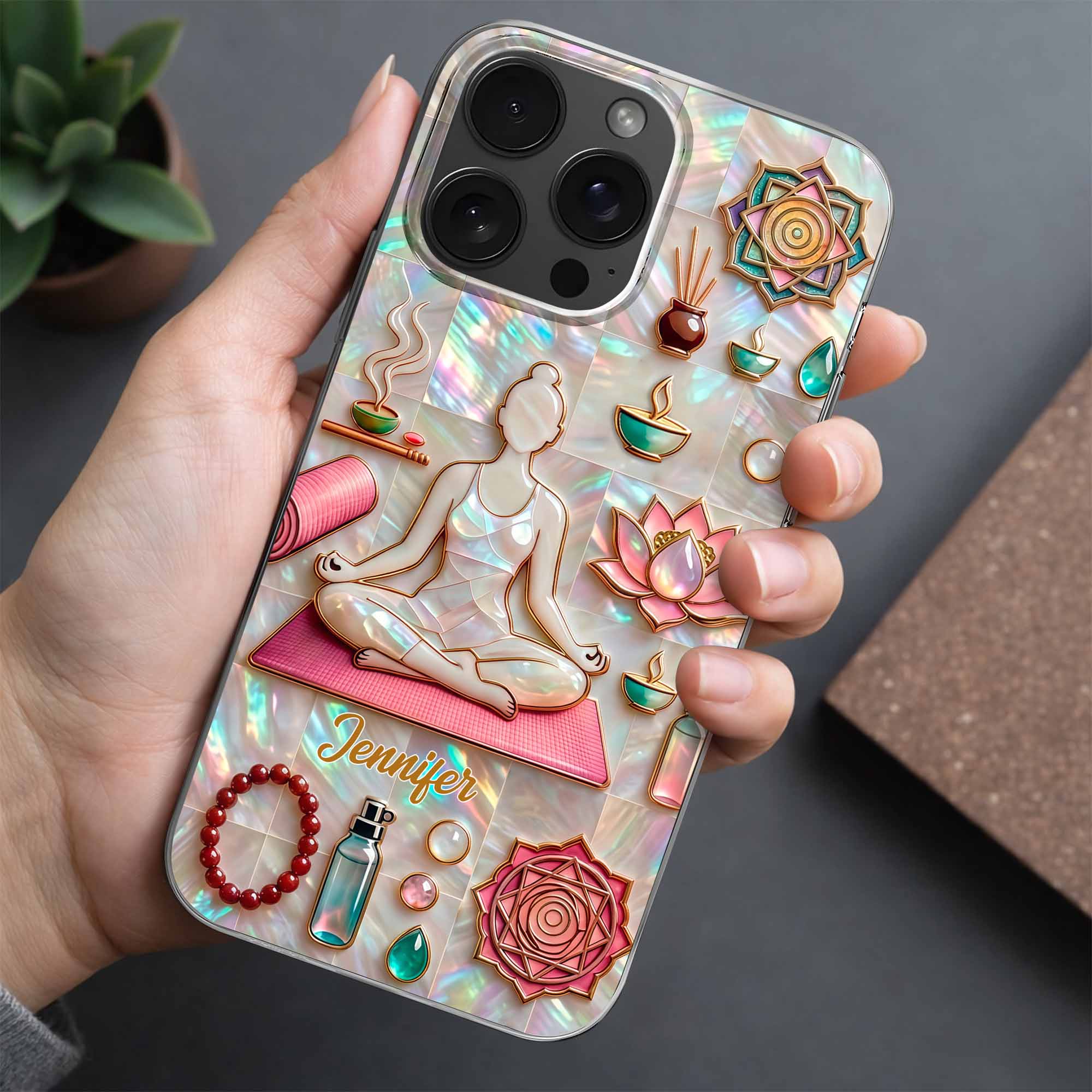 Find Your Inner Peace And Balance Yoga Woman With Lotus Flower - Personalized Clear Phone Case - YOGA013_PHC - Image 5