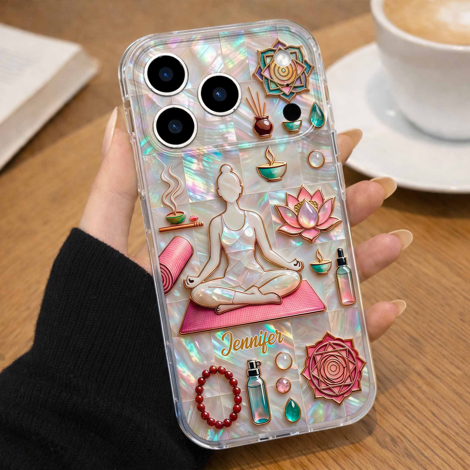Find Your Inner Peace And Balance Yoga Woman With Lotus Flower - Personalized Clear Phone Case - YOGA013_PHC - Image 6