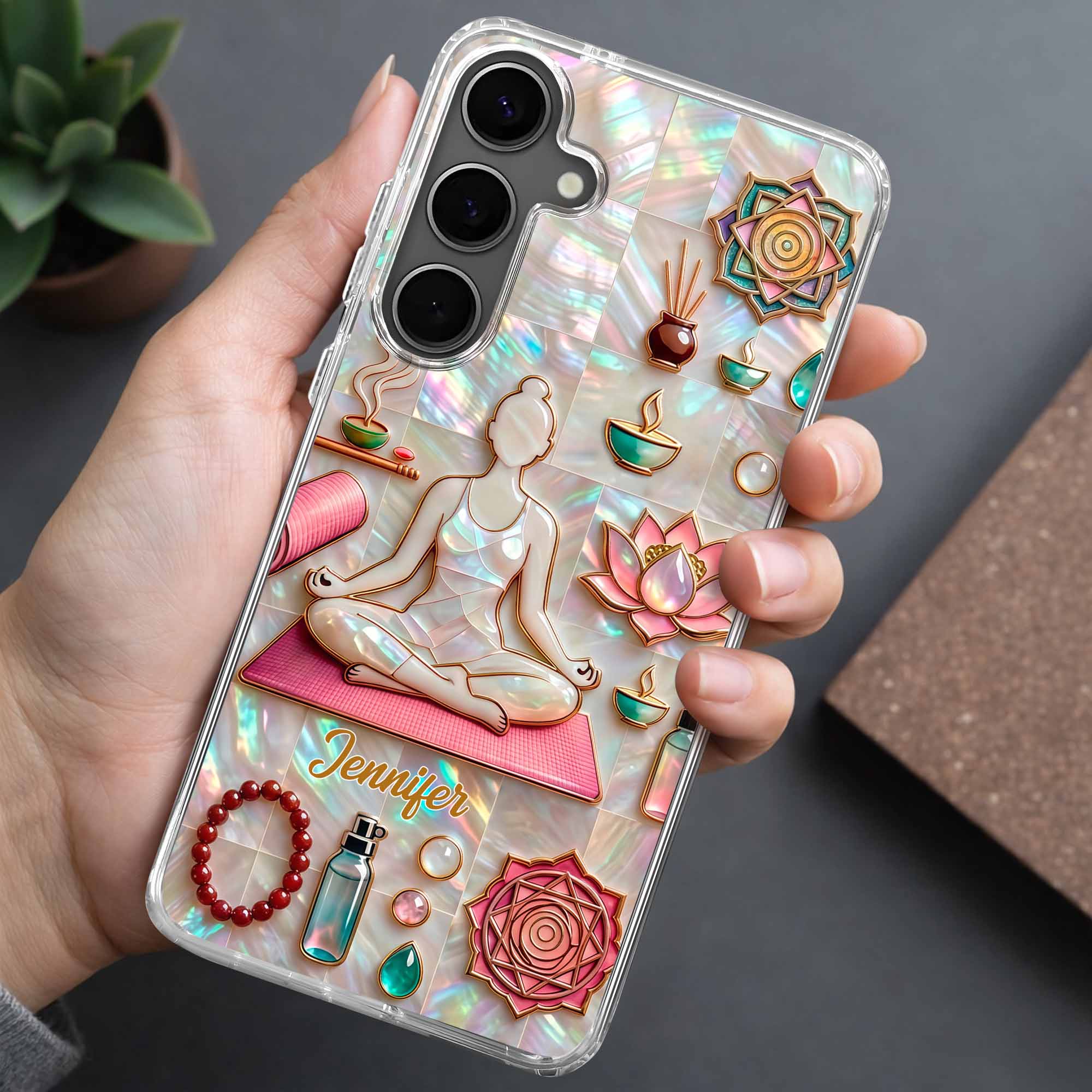 Find Your Inner Peace And Balance Yoga Woman With Lotus Flower - Personalized Clear Phone Case - YOGA013_PHC - Image 9