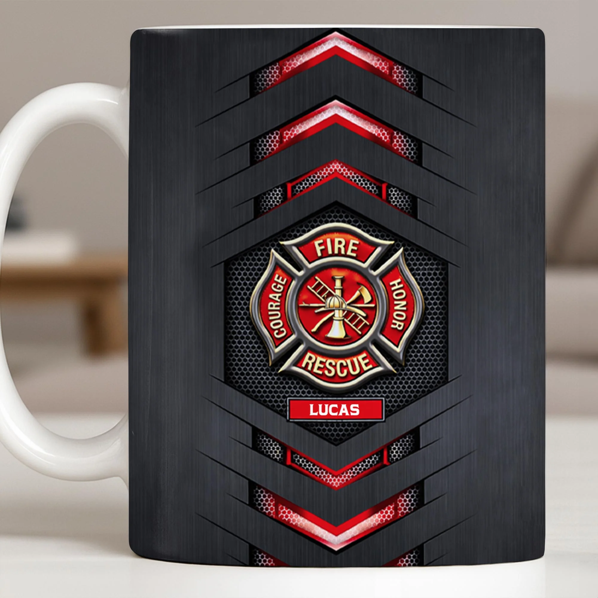 Fire Rescue Courage Honor With Firefighter Badge And Axe - Personalized Custom Coffee Mug - FIF057_MG - Image 11